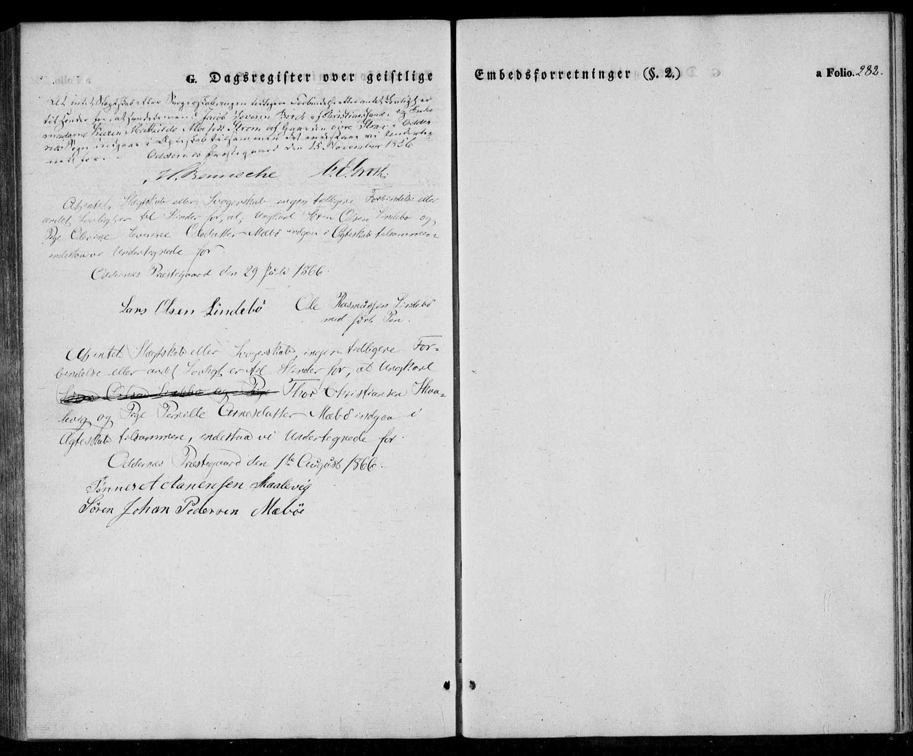 Oddernes sokneprestkontor, SAK/1111-0033/F/Fa/Faa/L0006: Parish register (official) no. A 6, 1838-1851, p. 282