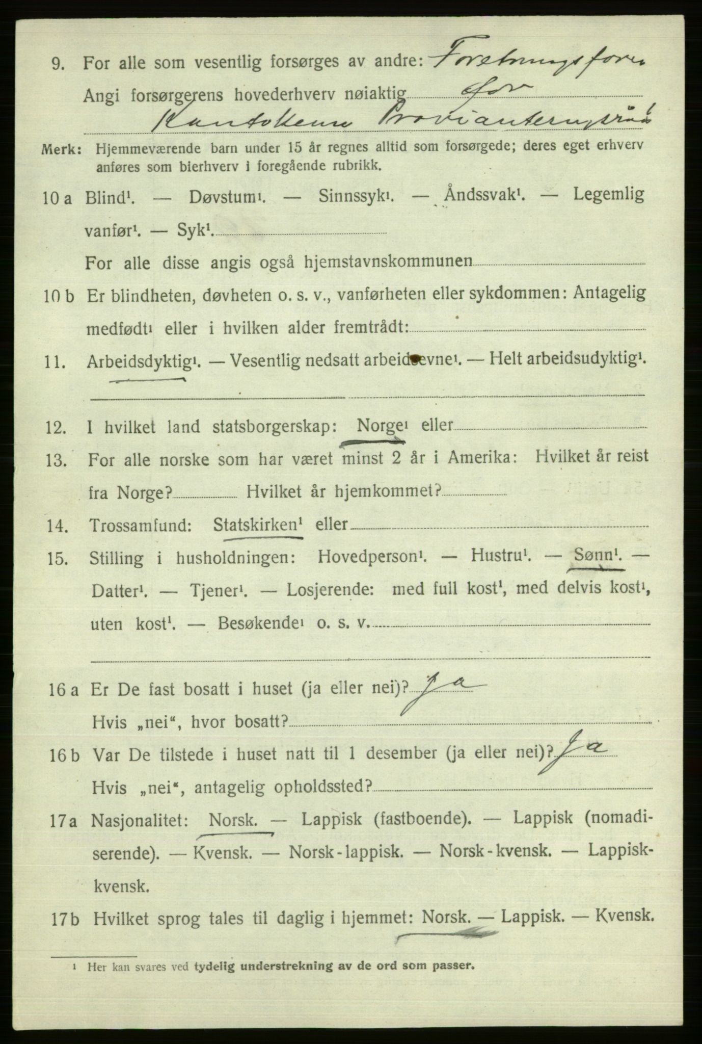 SATØ, 1920 census for Alta, 1920, p. 3308