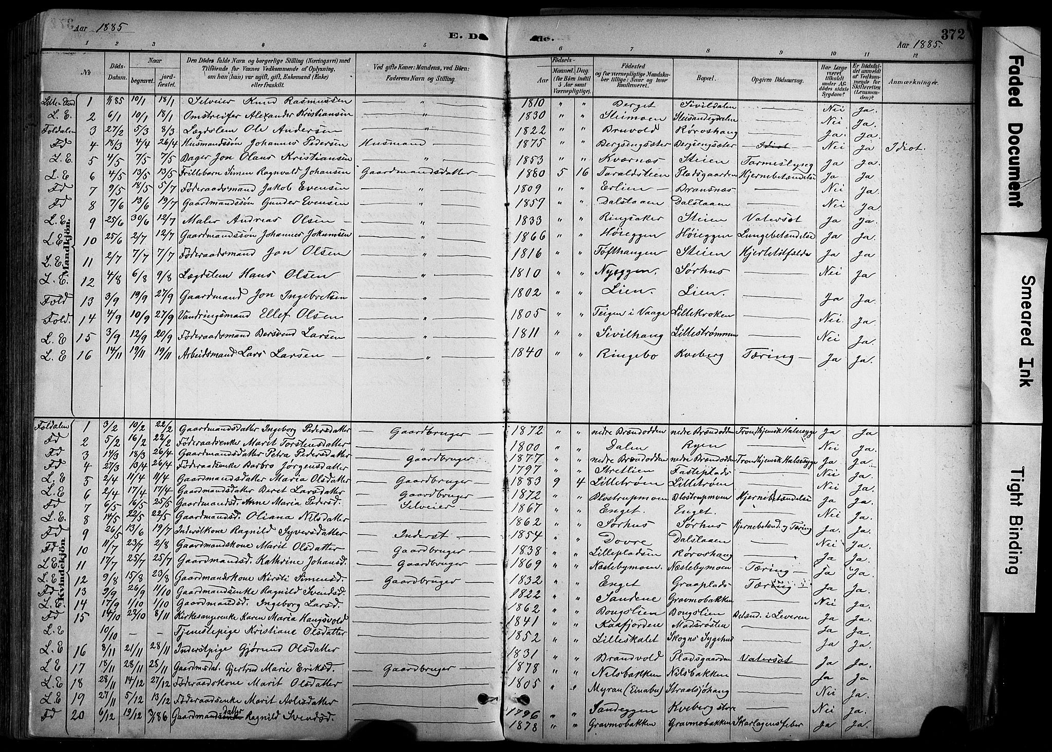 Alvdal prestekontor, AV/SAH-PREST-060/H/Ha/Haa/L0002: Parish register (official) no. 2, 1883-1906, p. 372