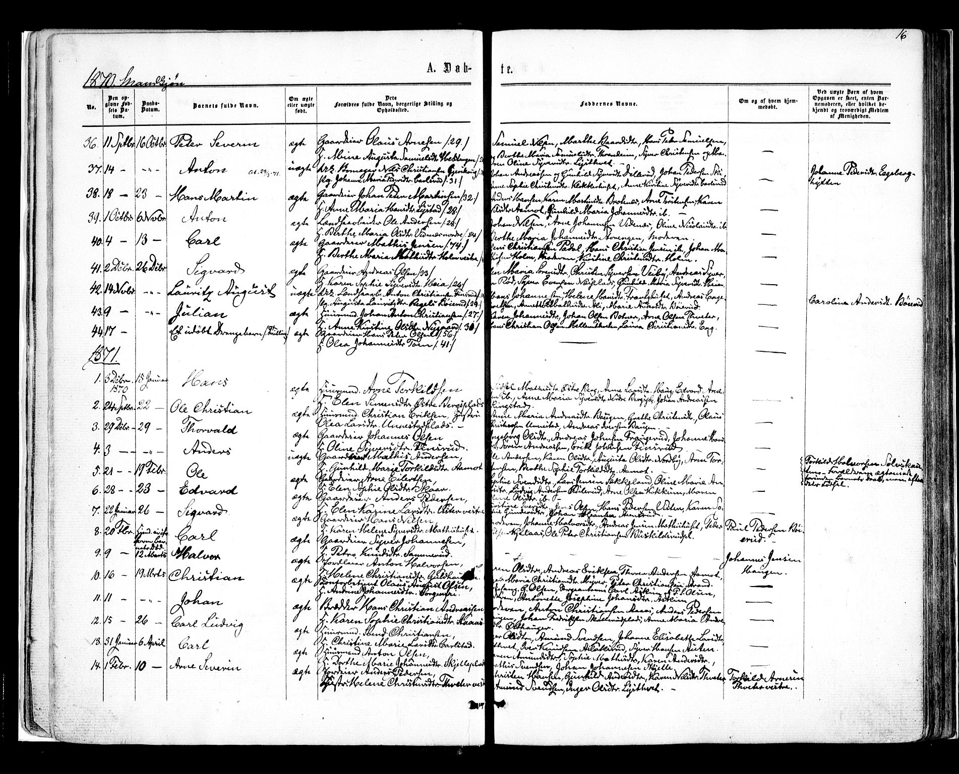 Skiptvet prestekontor Kirkebøker, AV/SAO-A-20009/F/Fa/L0008: Parish register (official) no. 8, 1867-1877, p. 16