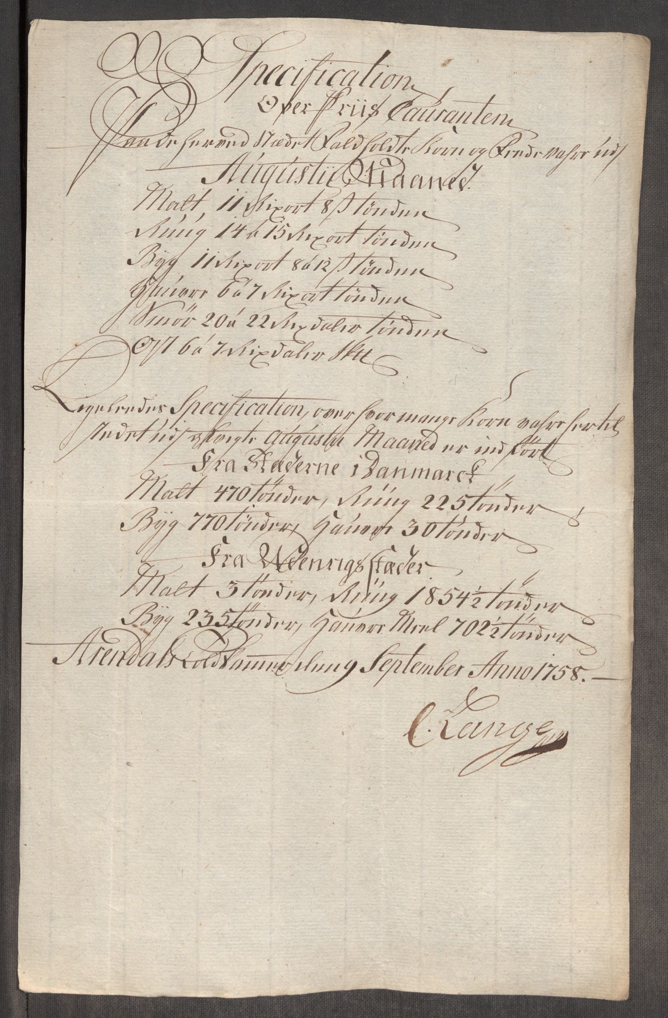 Rentekammeret inntil 1814, Realistisk ordnet avdeling, AV/RA-EA-4070/Oe/L0006: [Ø1]: Priskuranter, 1758-1760, p. 261