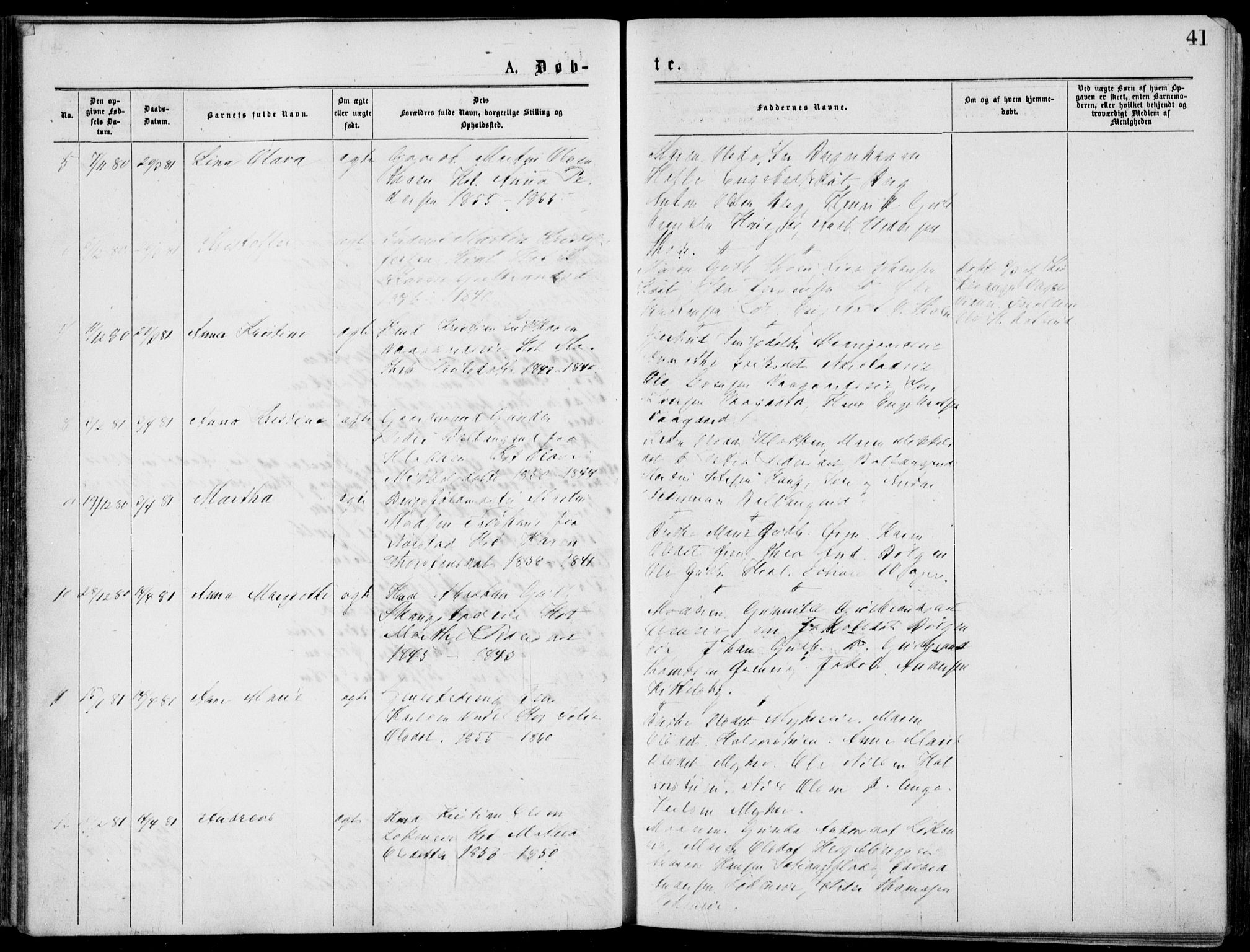 Norderhov kirkebøker, SAKO/A-237/G/Gb/L0001: Parish register (copy) no. II 1, 1876-1899, p. 41