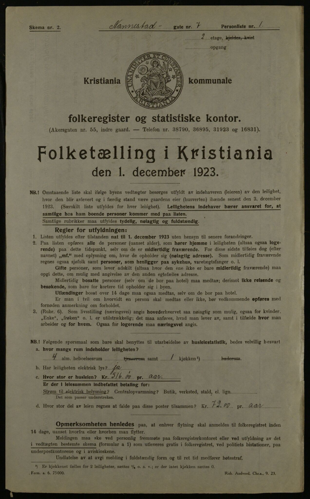 OBA, Municipal Census 1923 for Kristiania, 1923, p. 76132