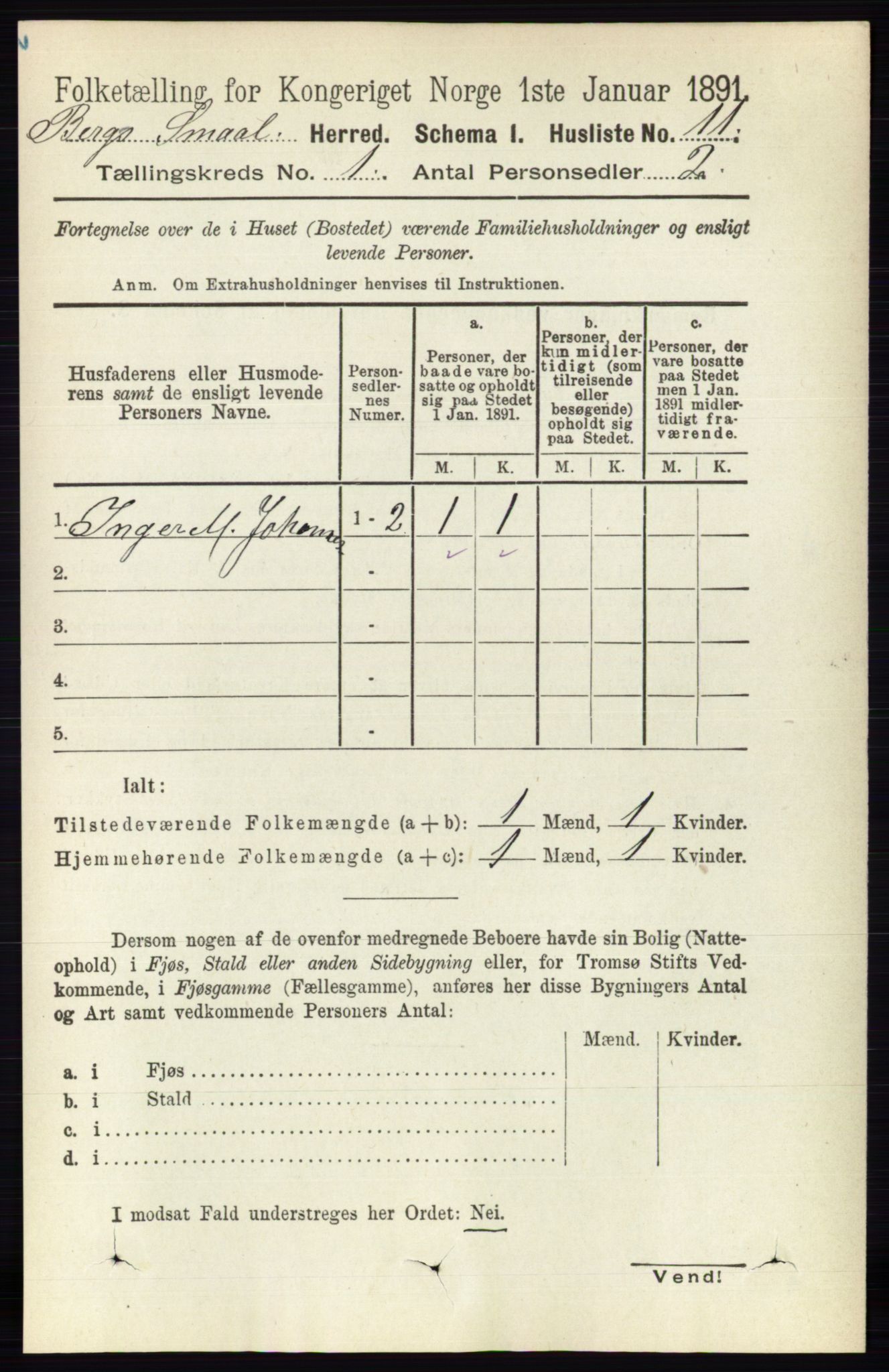 RA, 1891 census for 0116 Berg, 1891, p. 38