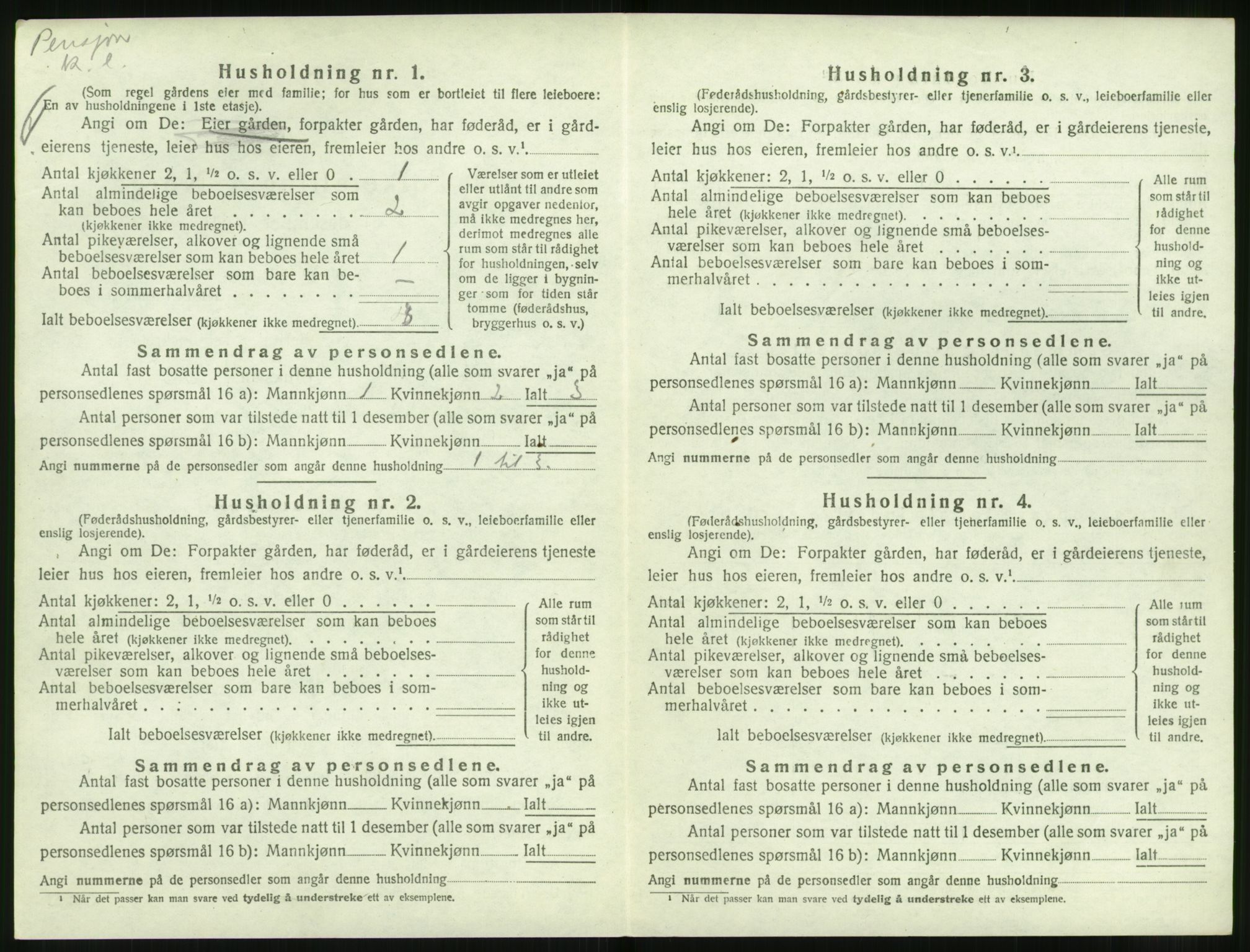 SAT, 1920 census for Volda, 1920, p. 1505