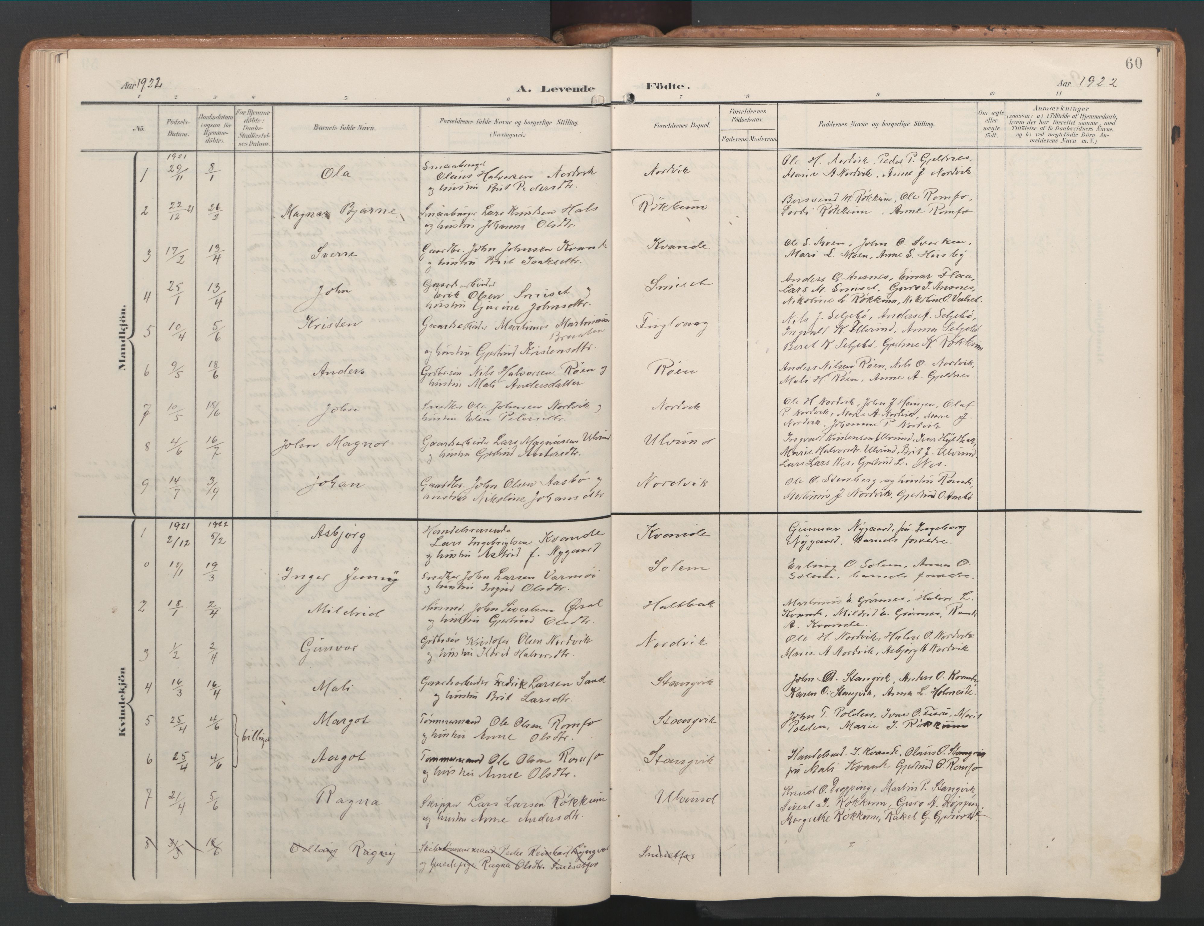 Ministerialprotokoller, klokkerbøker og fødselsregistre - Møre og Romsdal, AV/SAT-A-1454/592/L1030: Parish register (official) no. 592A08, 1901-1925, p. 60