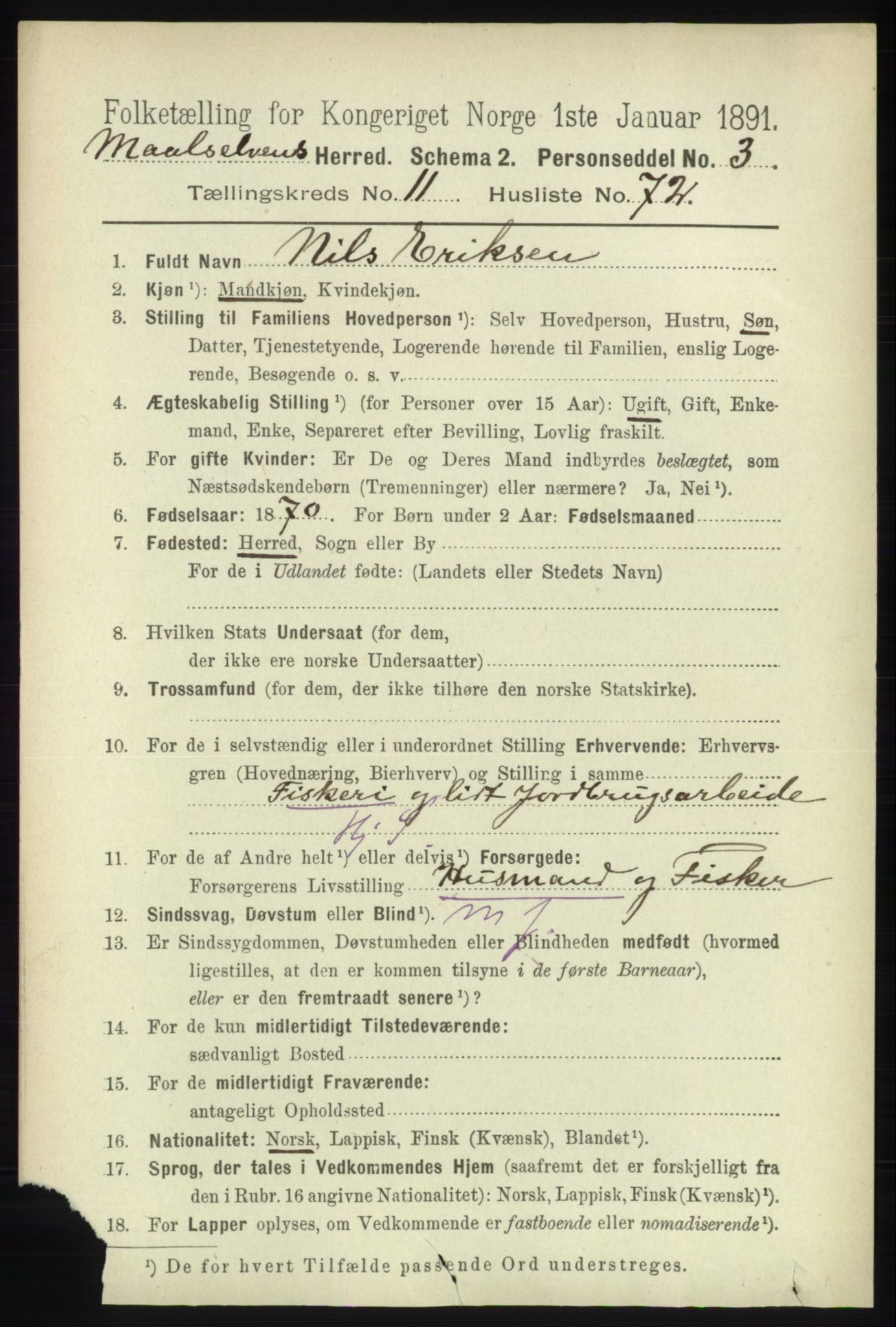 RA, 1891 census for 1924 Målselv, 1891, p. 3756