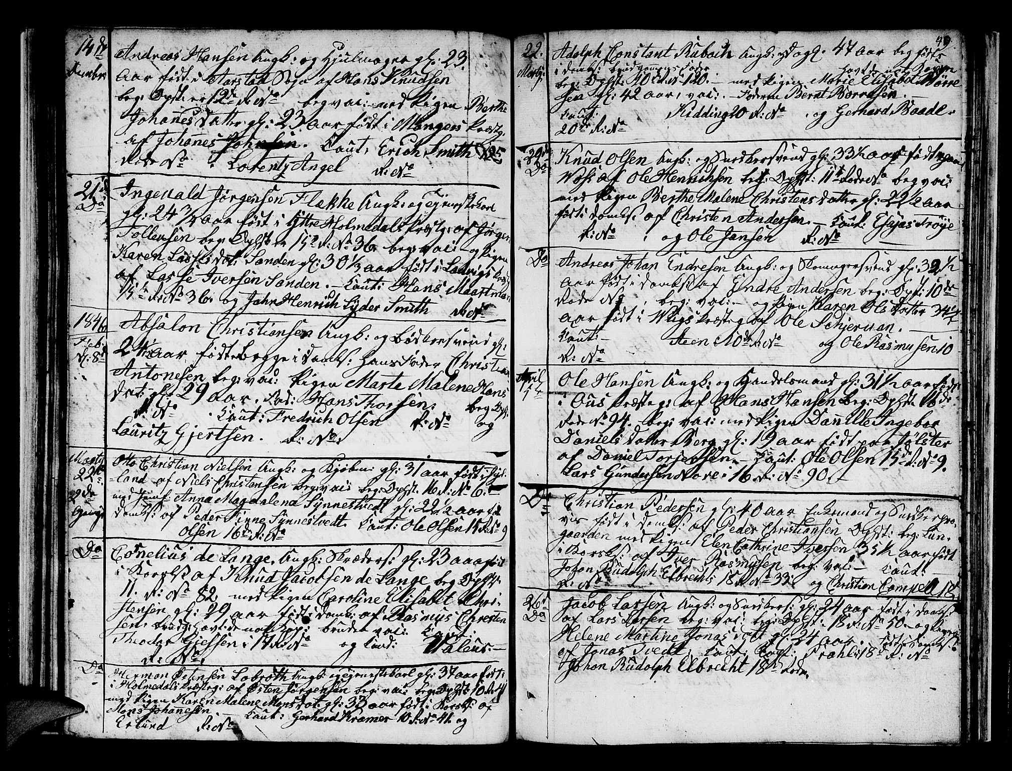 Domkirken sokneprestembete, SAB/A-74801/H/Hab/L0004: Parish register (copy) no. A 4, 1820-1854, p. 49