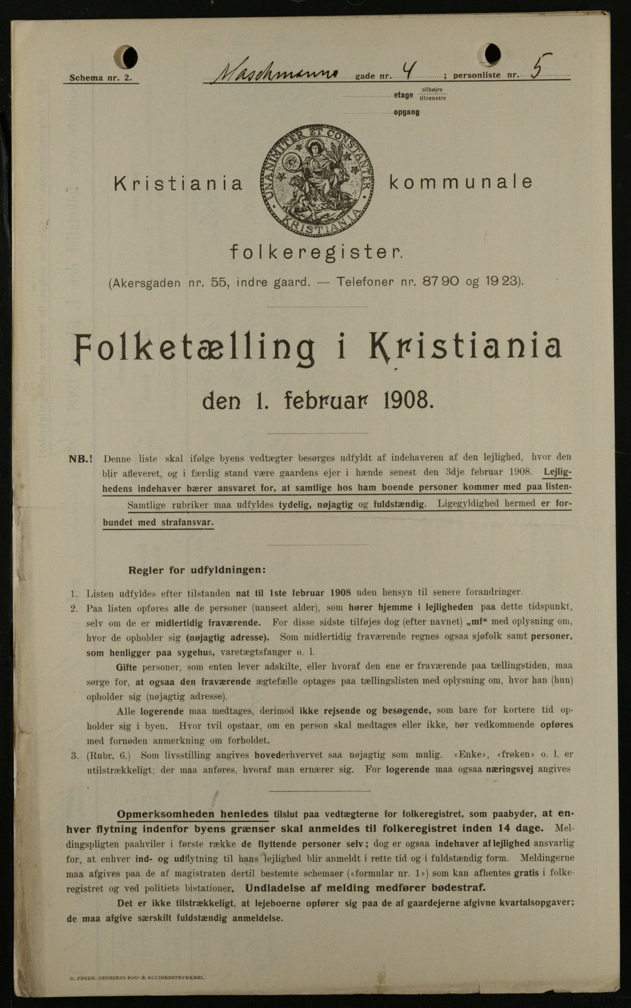 OBA, Municipal Census 1908 for Kristiania, 1908, p. 58090