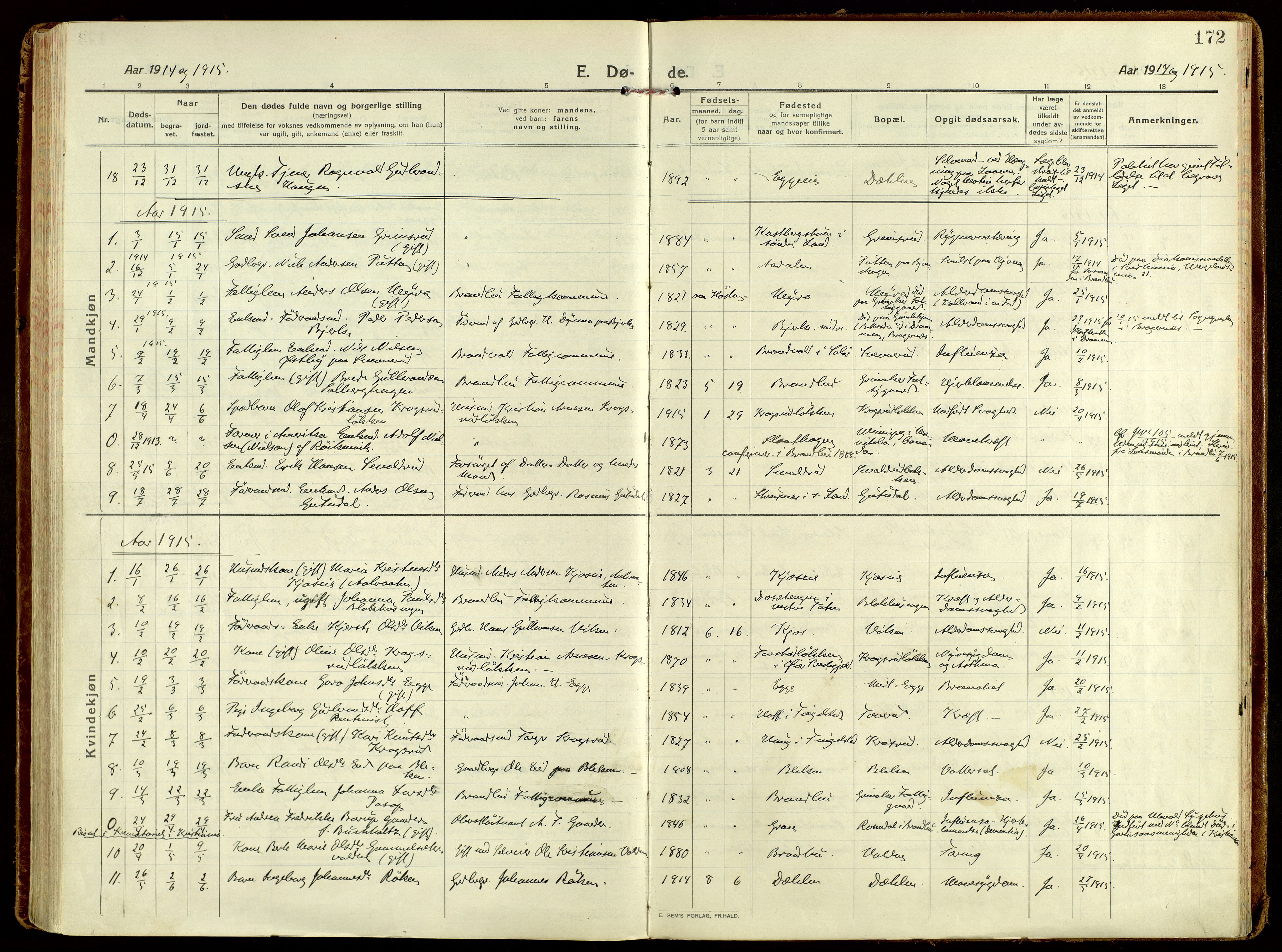 Brandbu prestekontor, AV/SAH-PREST-114/H/Ha/Haa/L0004: Parish register (official) no. 4, 1913-1923, p. 172