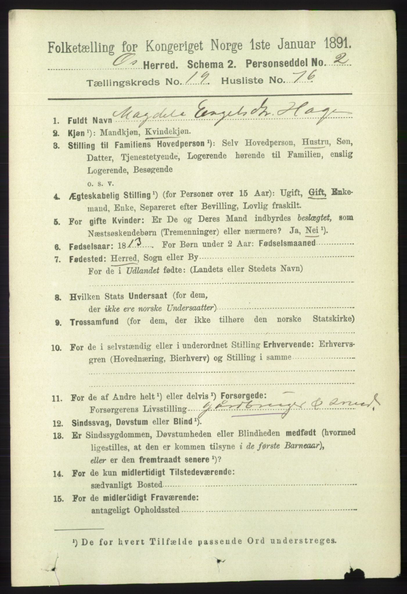 RA, 1891 census for 1243 Os, 1891, p. 4393