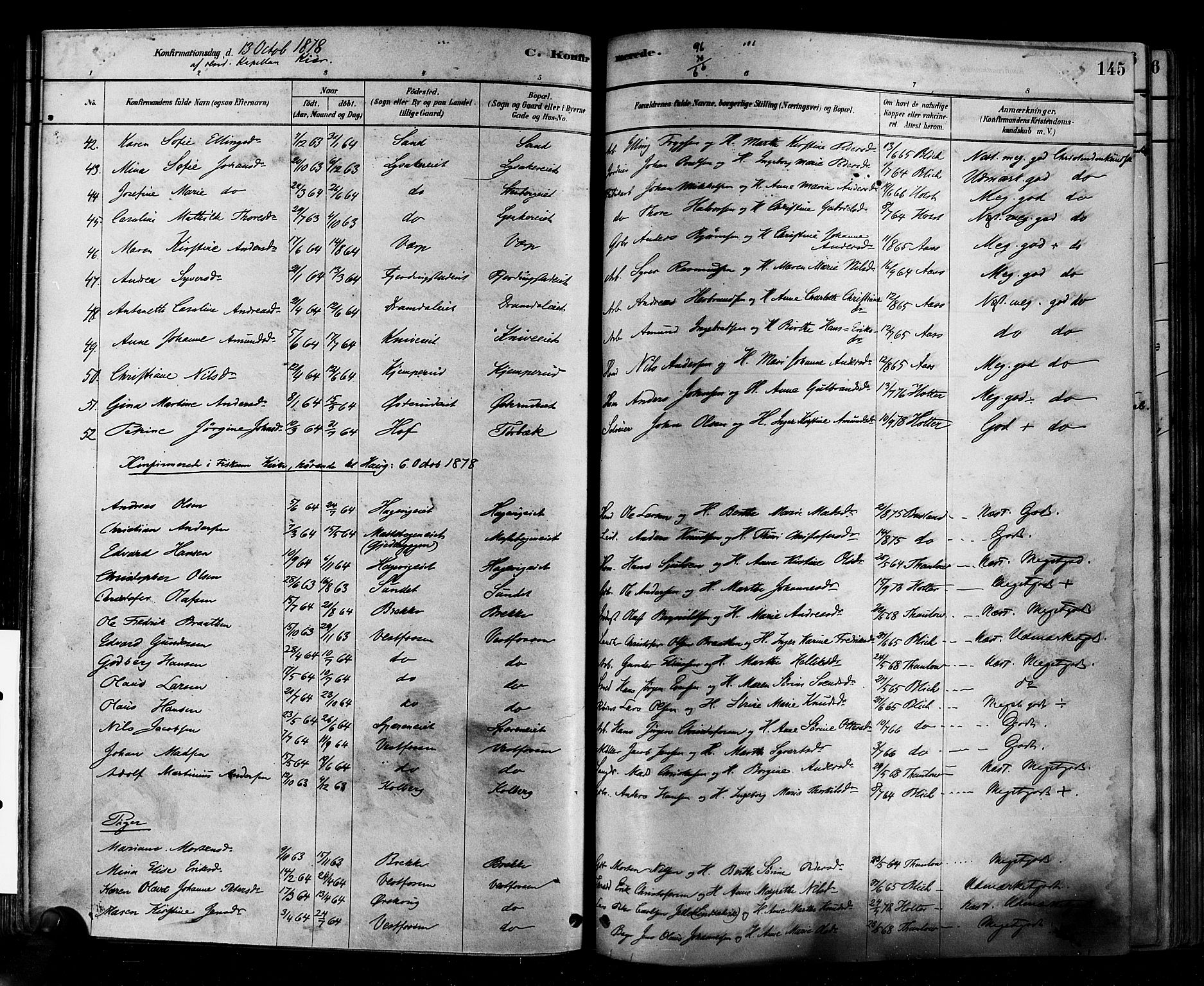 Eiker kirkebøker, AV/SAKO-A-4/F/Fb/L0001: Parish register (official) no. II 1, 1878-1888, p. 145