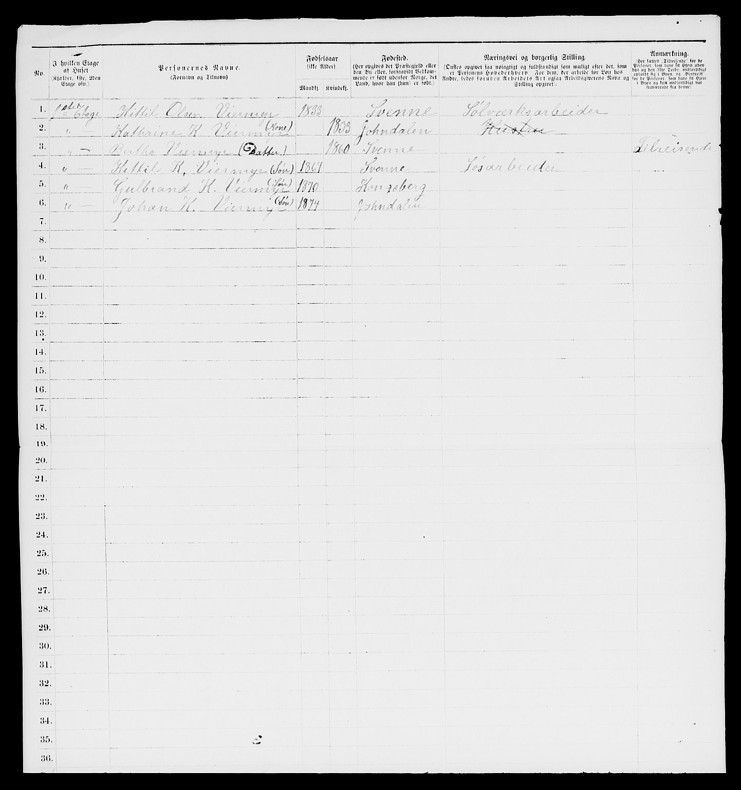 SAKO, 1885 census for 0604 Kongsberg, 1885, p. 1371