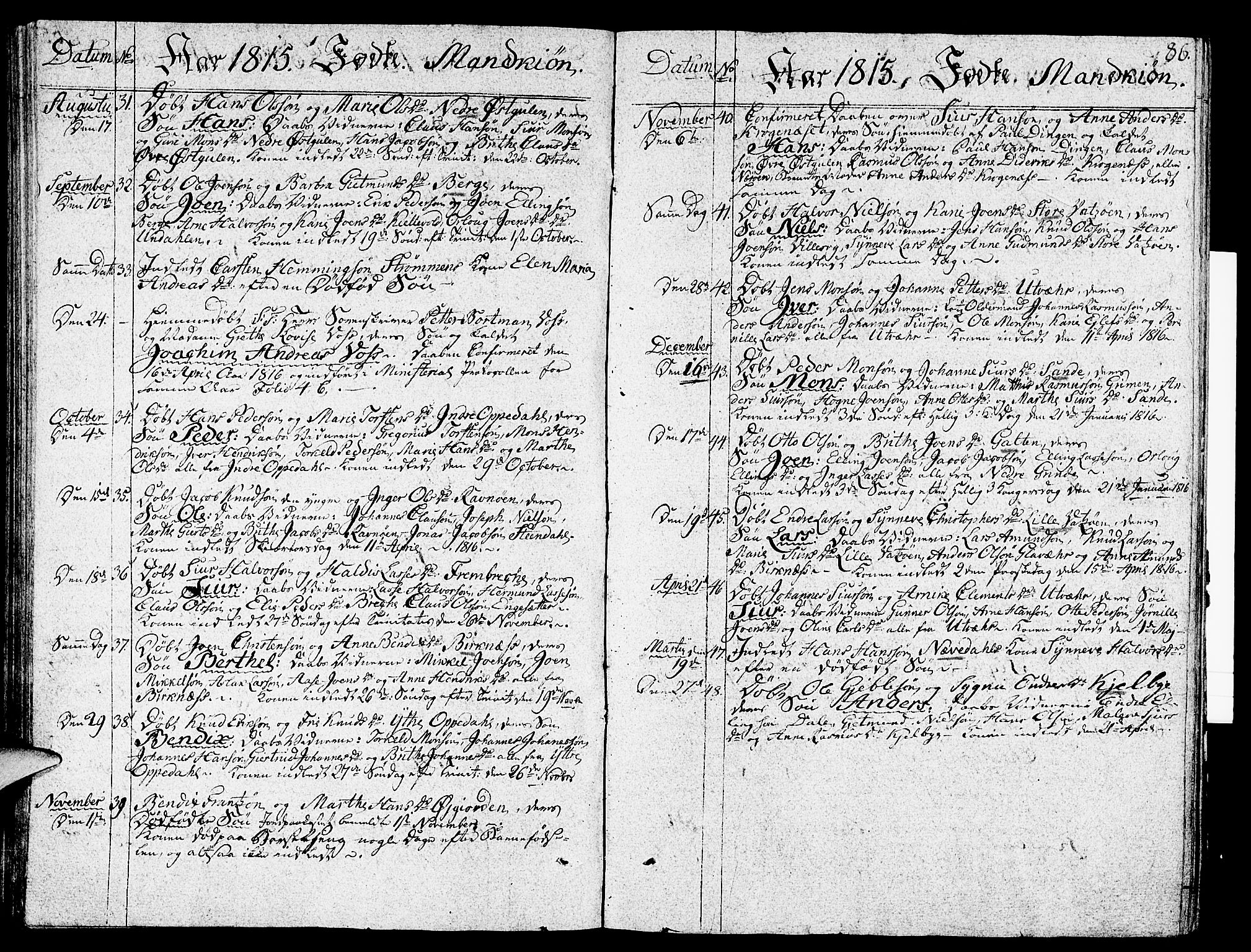 Gulen sokneprestembete, SAB/A-80201/H/Haa/Haaa/L0017: Parish register (official) no. A 17, 1809-1825, p. 86