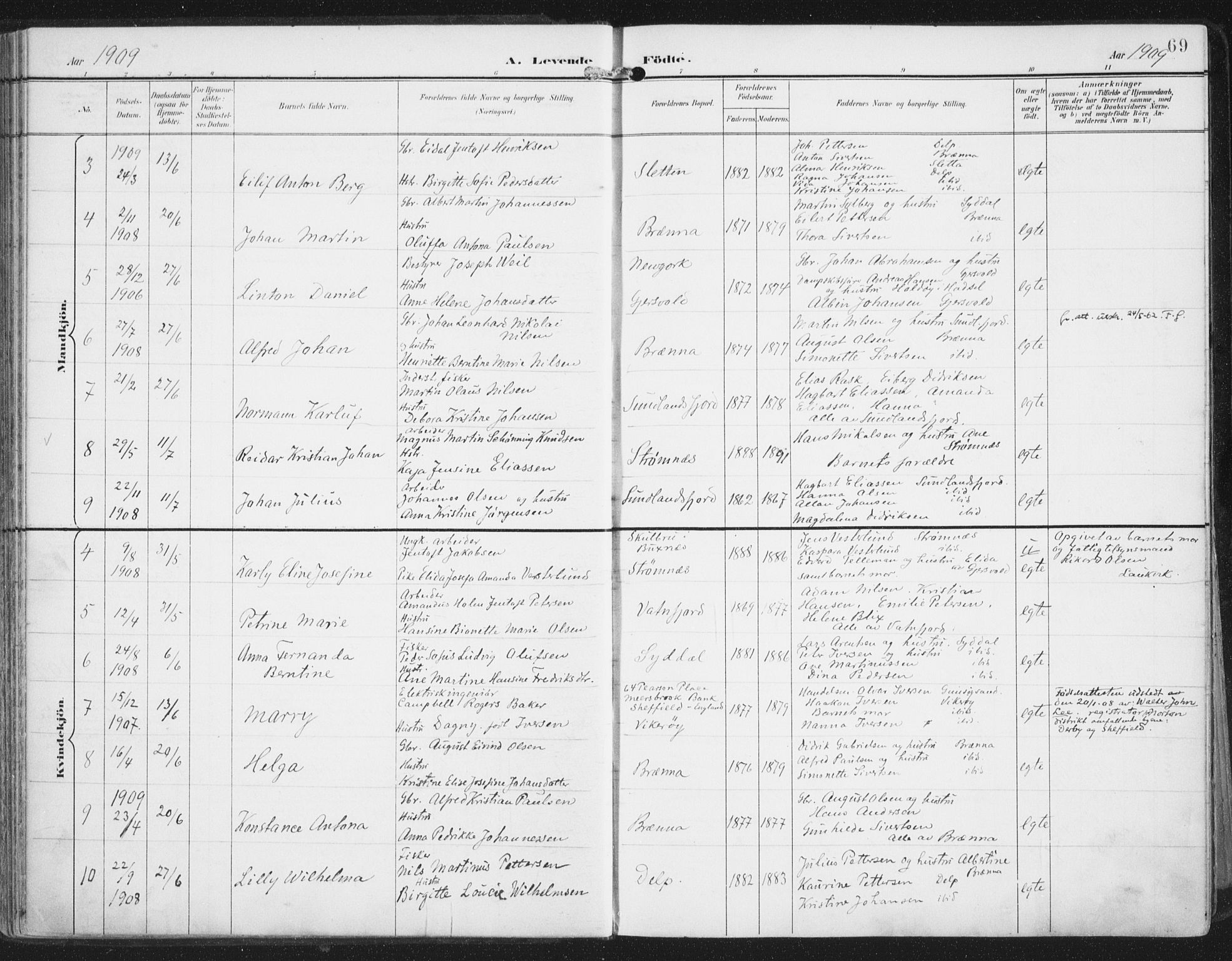 Ministerialprotokoller, klokkerbøker og fødselsregistre - Nordland, AV/SAT-A-1459/876/L1098: Parish register (official) no. 876A04, 1896-1915, p. 69