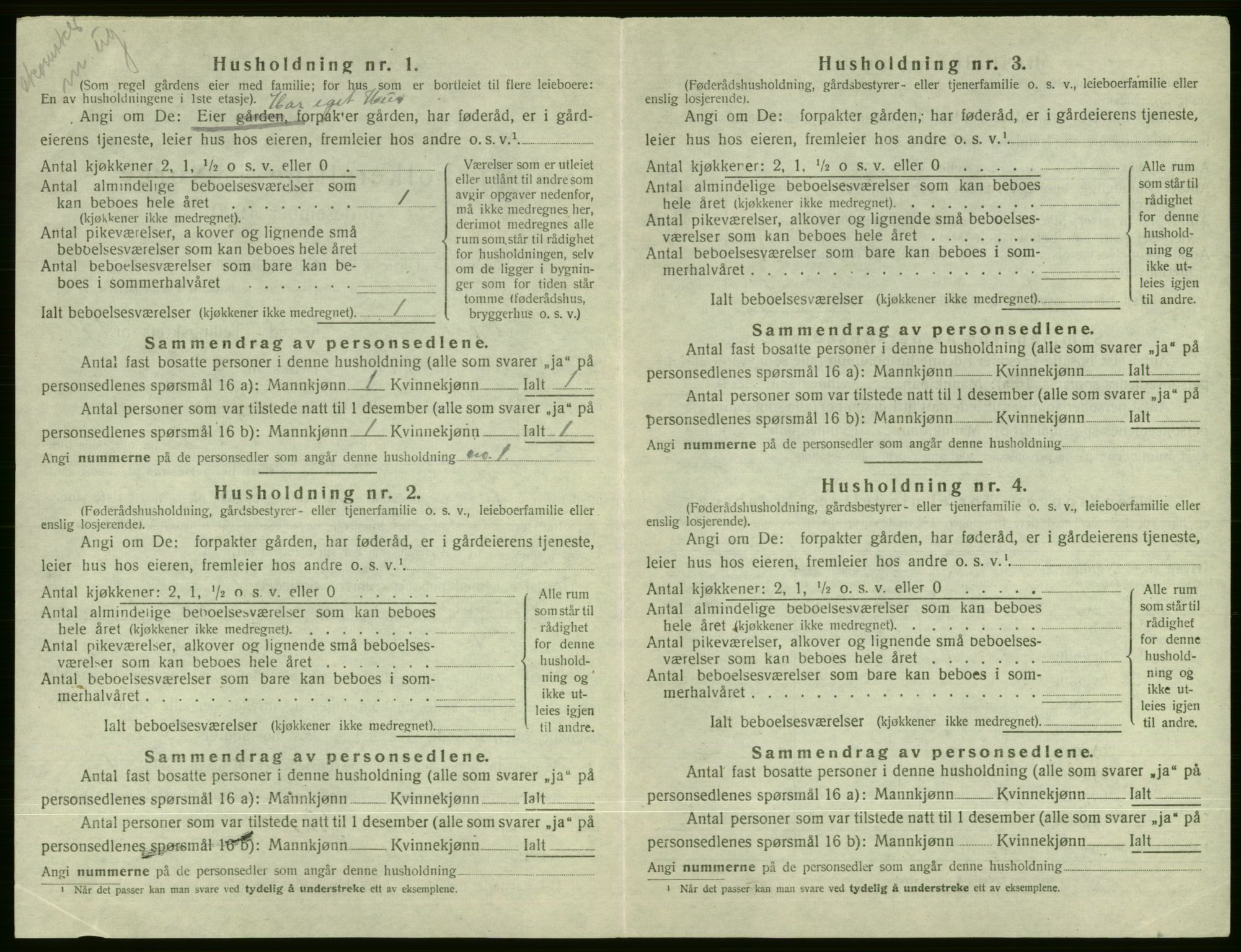 SAB, 1920 census for Voss, 1920, p. 2416