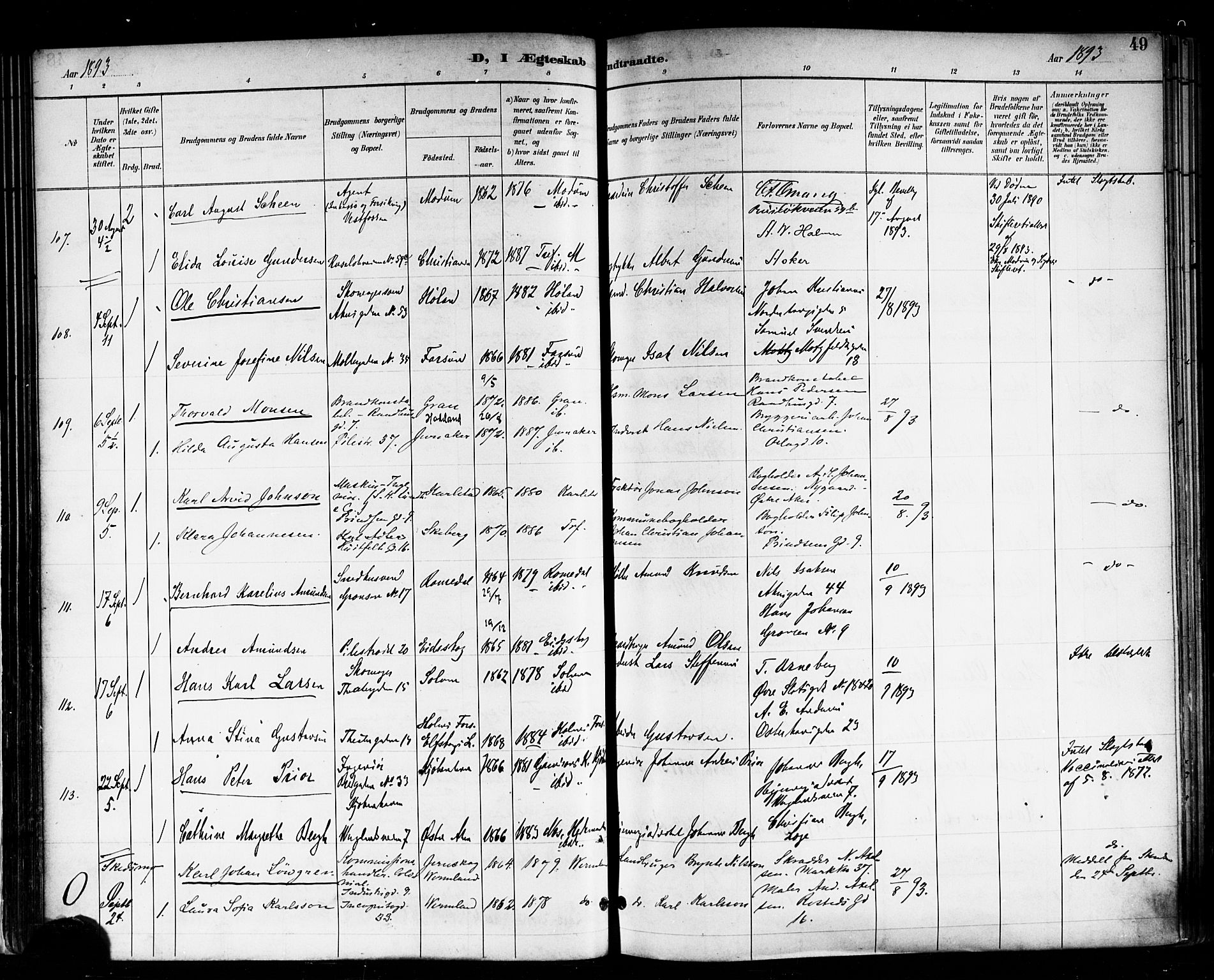Trefoldighet prestekontor Kirkebøker, SAO/A-10882/F/Fc/L0004: Parish register (official) no. III 4, 1891-1900, p. 49