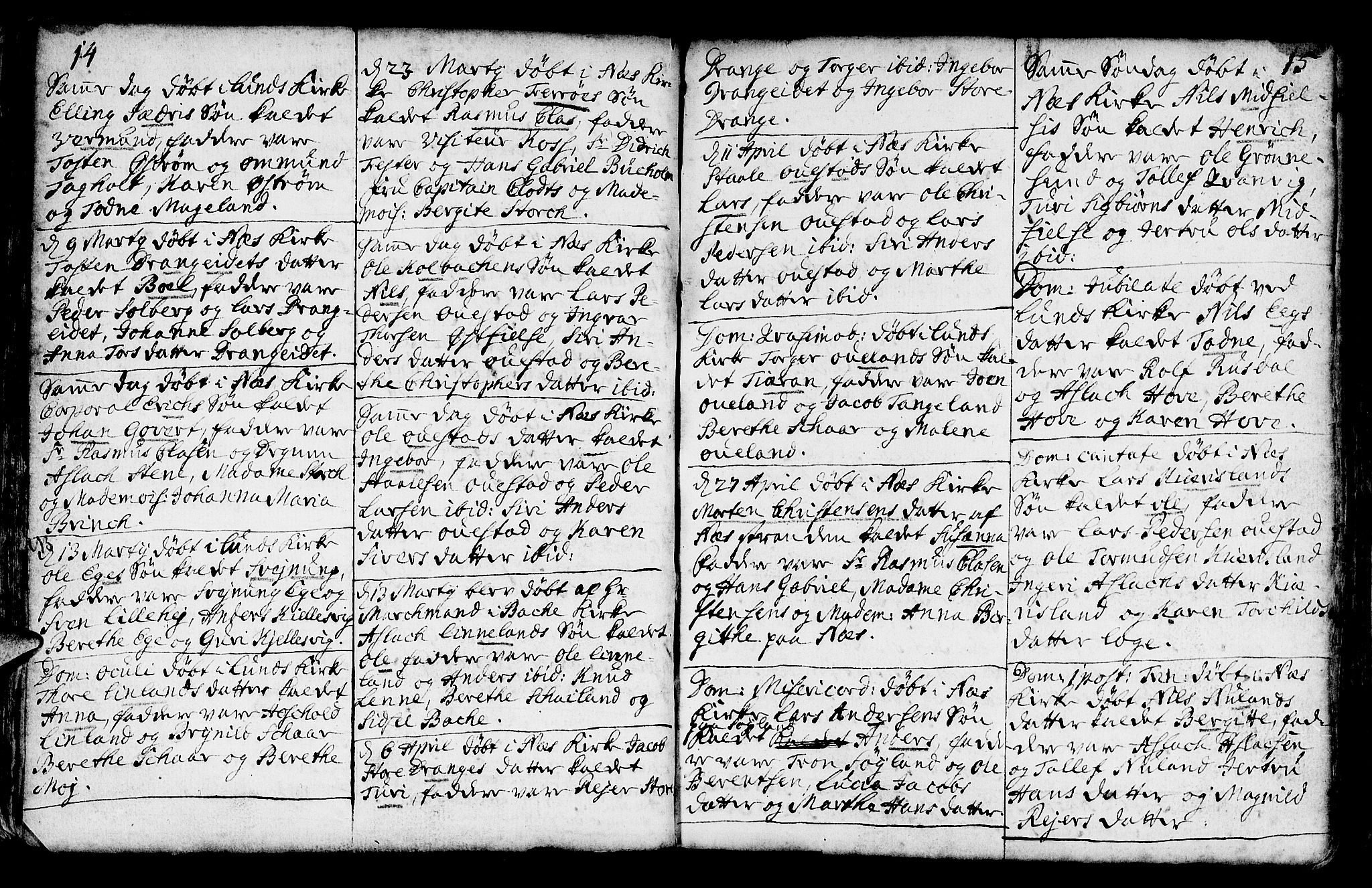 Lund sokneprestkontor, AV/SAST-A-101809/S06/L0002: Parish register (official) no. A 2, 1738-1760, p. 14-15