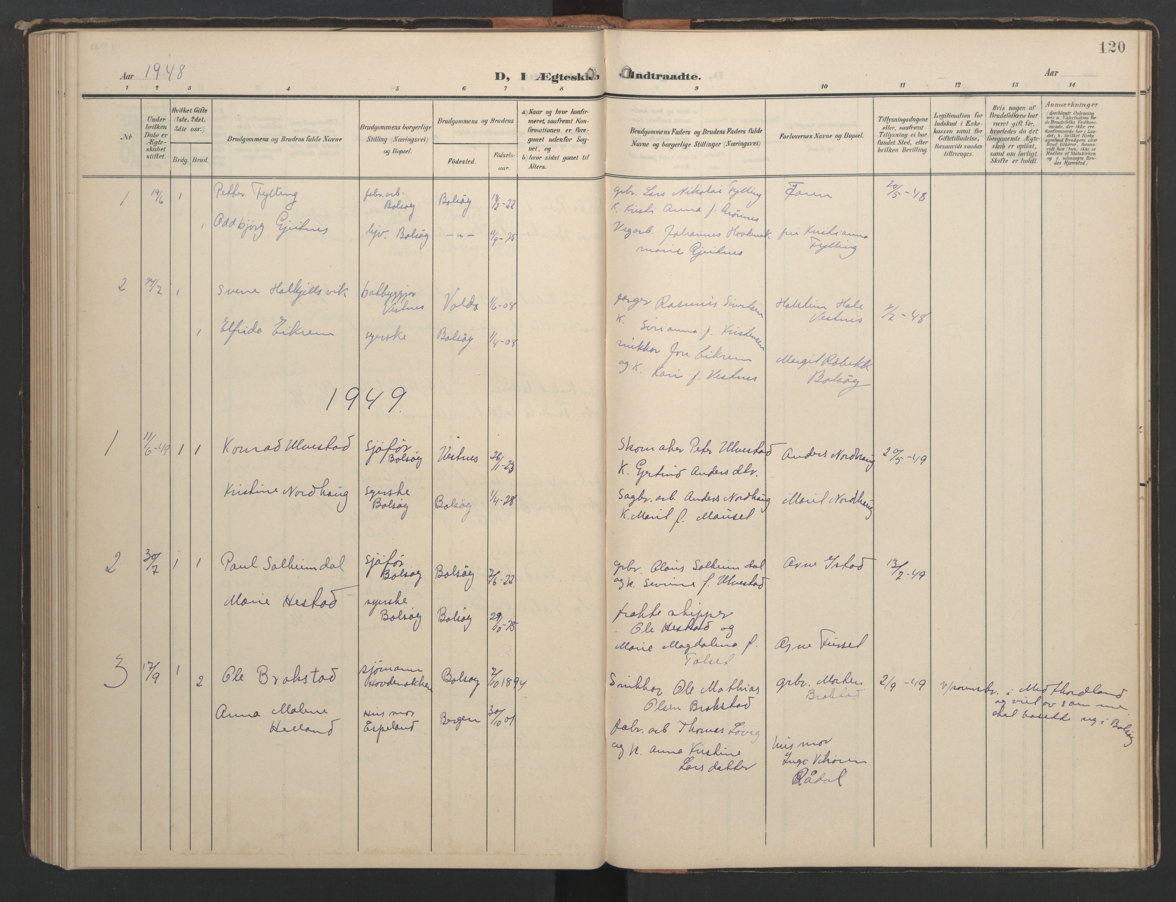 Ministerialprotokoller, klokkerbøker og fødselsregistre - Møre og Romsdal, AV/SAT-A-1454/556/L0677: Parish register (copy) no. 556C01, 1907-1953, p. 120