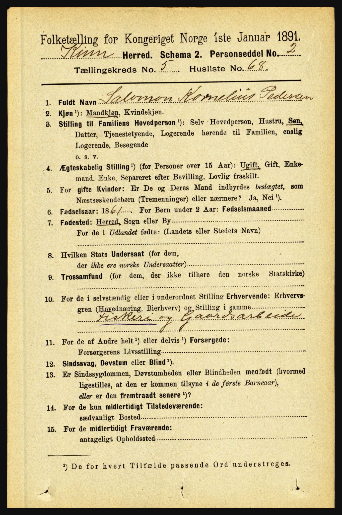 RA, 1891 census for 1437 Kinn, 1891, p. 2179