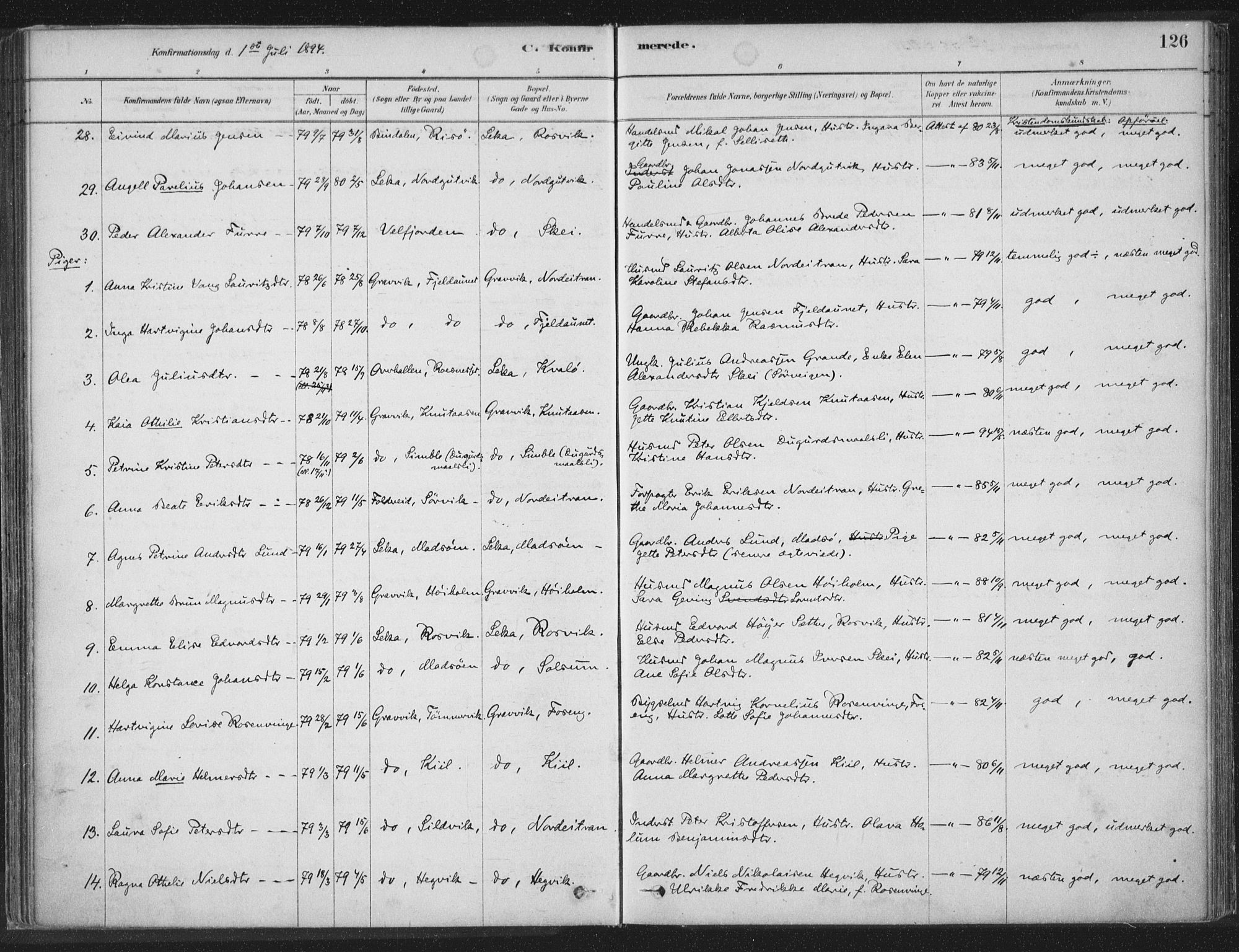 Ministerialprotokoller, klokkerbøker og fødselsregistre - Nord-Trøndelag, SAT/A-1458/788/L0697: Parish register (official) no. 788A04, 1878-1902, p. 126