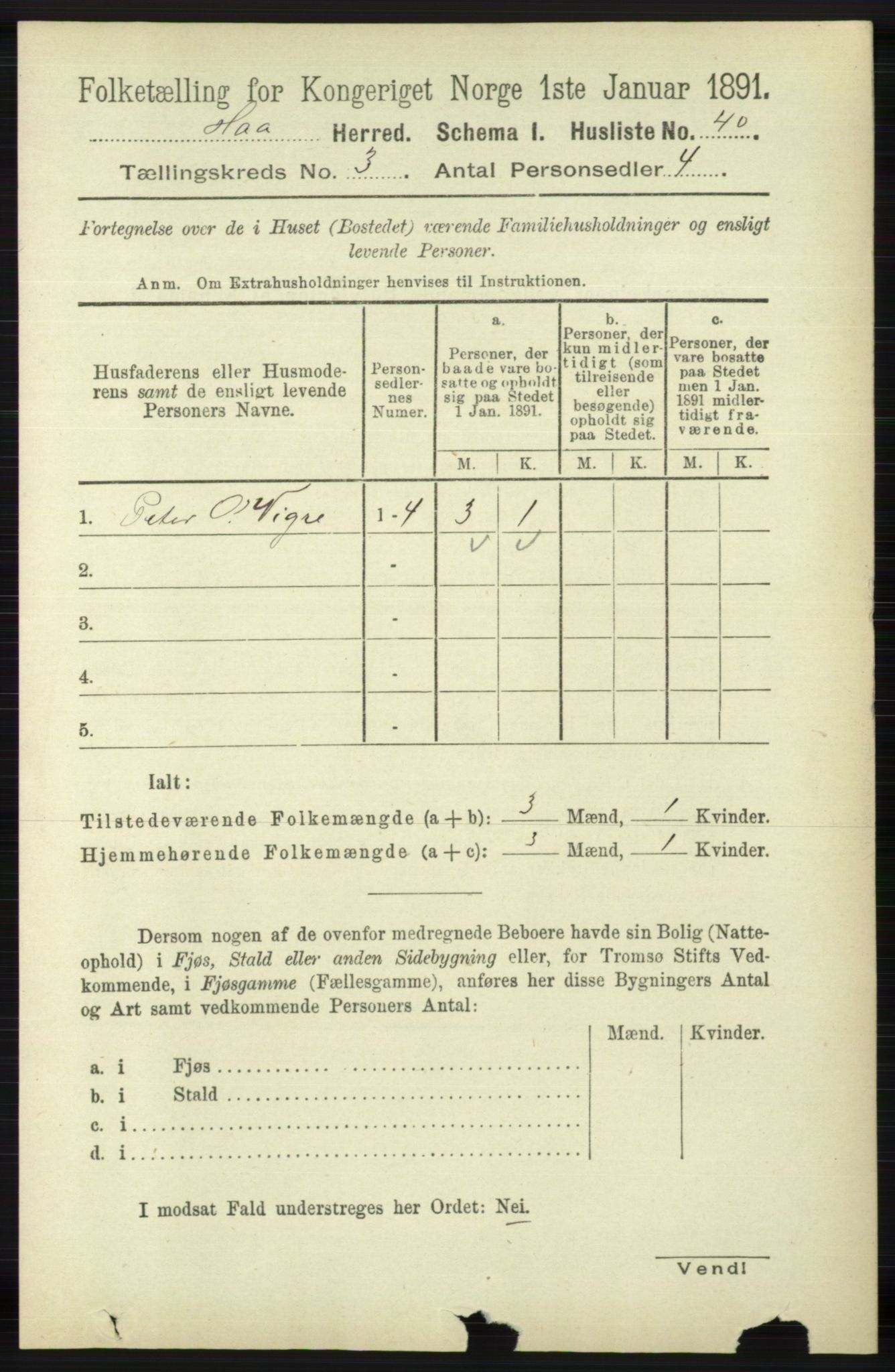 RA, 1891 census for 1119 Hå, 1891, p. 693