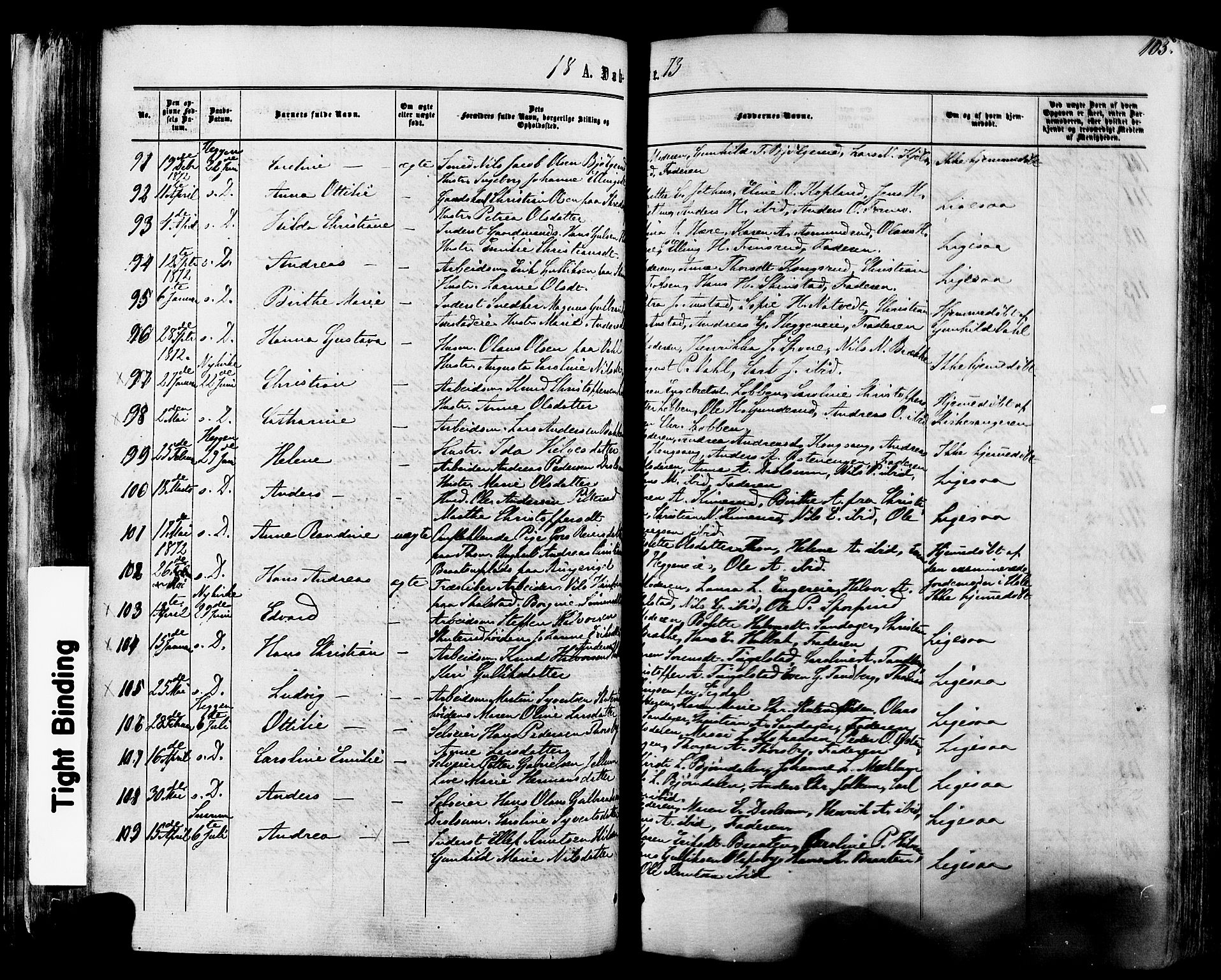 Modum kirkebøker, SAKO/A-234/F/Fa/L0010: Parish register (official) no. 10, 1865-1876, p. 105