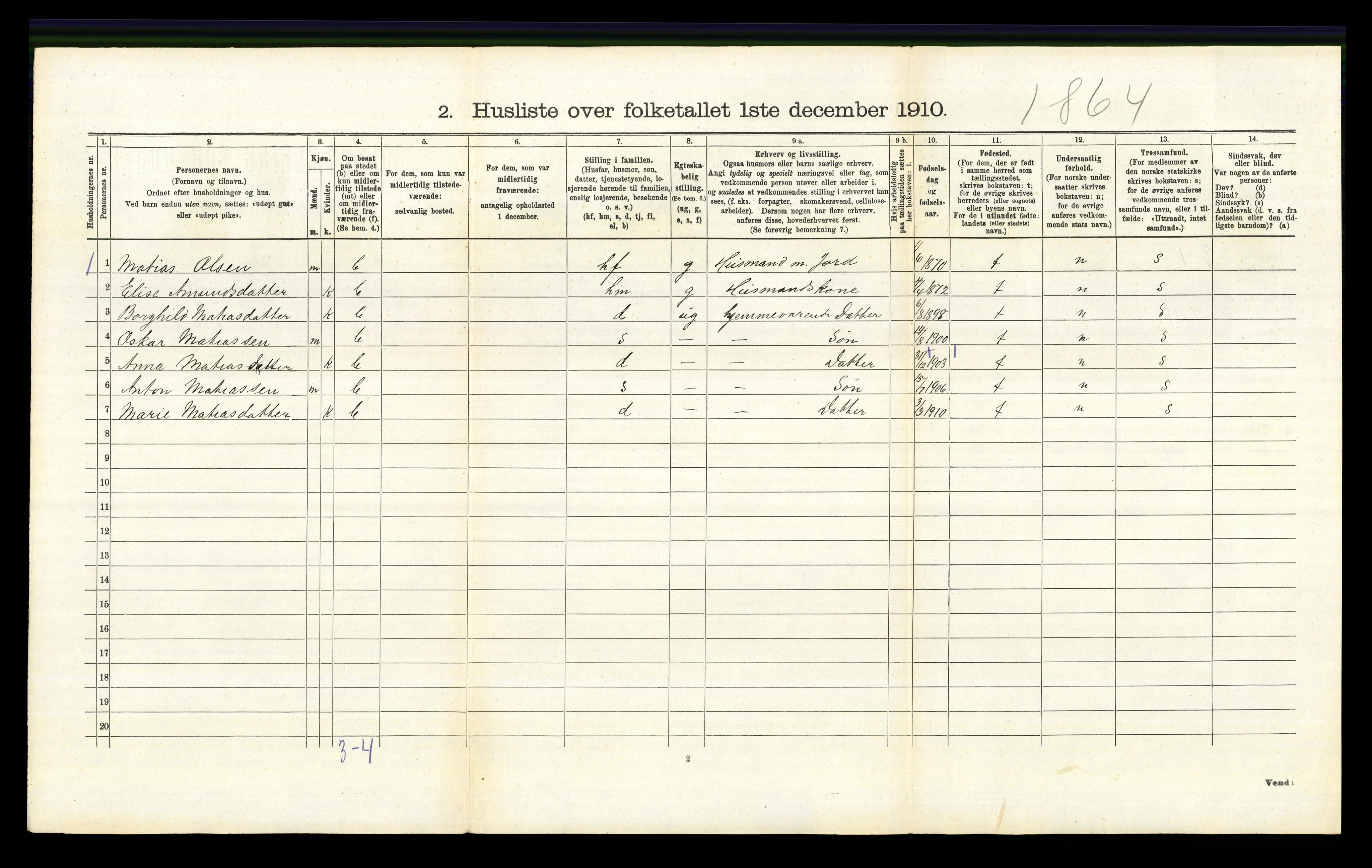 RA, 1910 census for Fåberg, 1910, p. 715