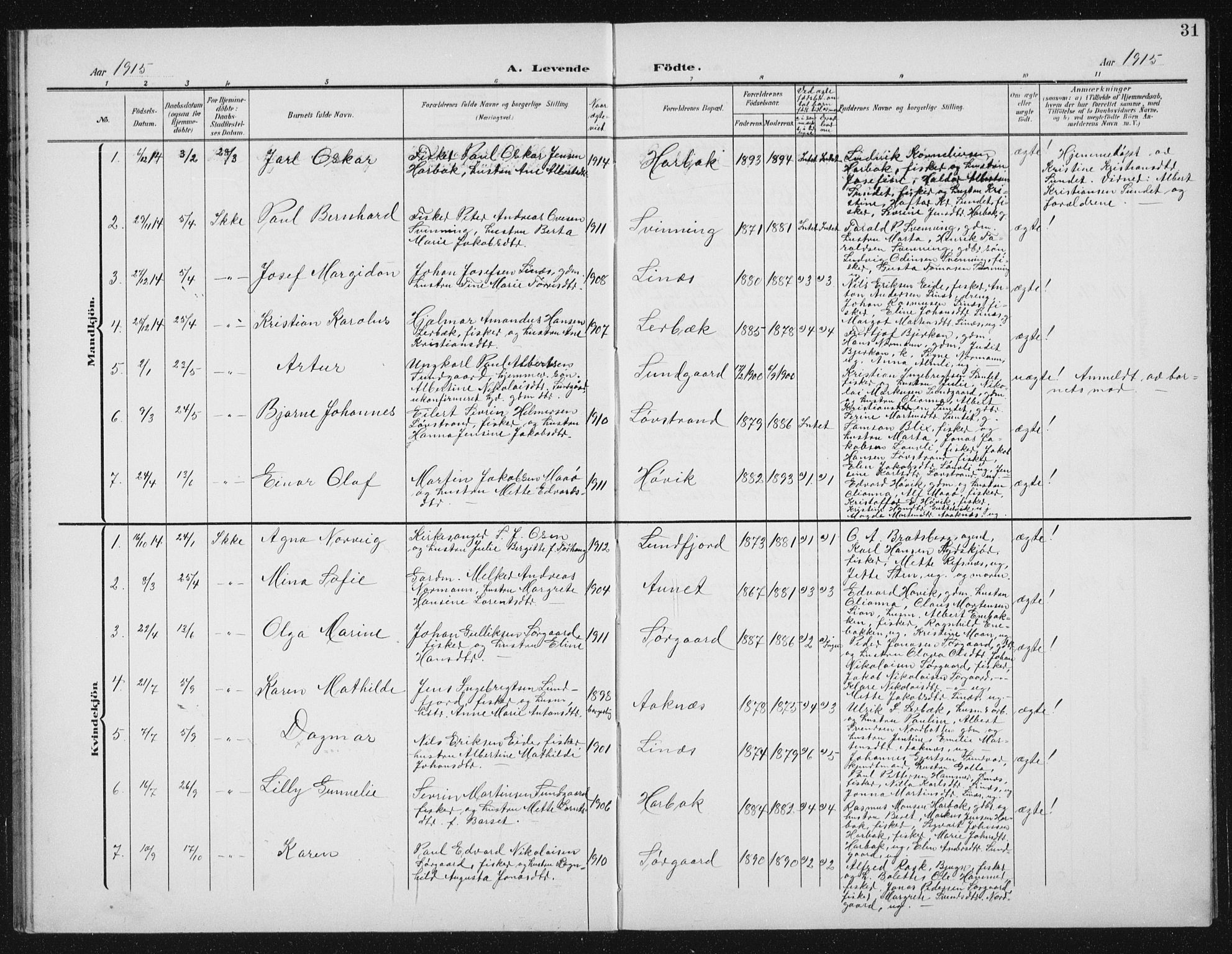 Ministerialprotokoller, klokkerbøker og fødselsregistre - Sør-Trøndelag, SAT/A-1456/656/L0699: Parish register (copy) no. 656C05, 1905-1920, p. 31