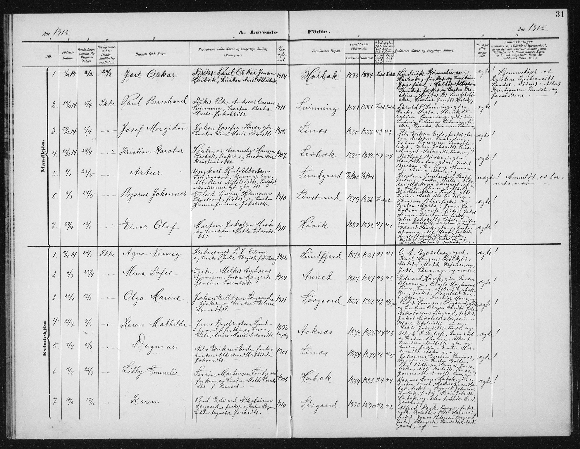 Ministerialprotokoller, klokkerbøker og fødselsregistre - Sør-Trøndelag, AV/SAT-A-1456/656/L0699: Parish register (copy) no. 656C05, 1905-1920, p. 31