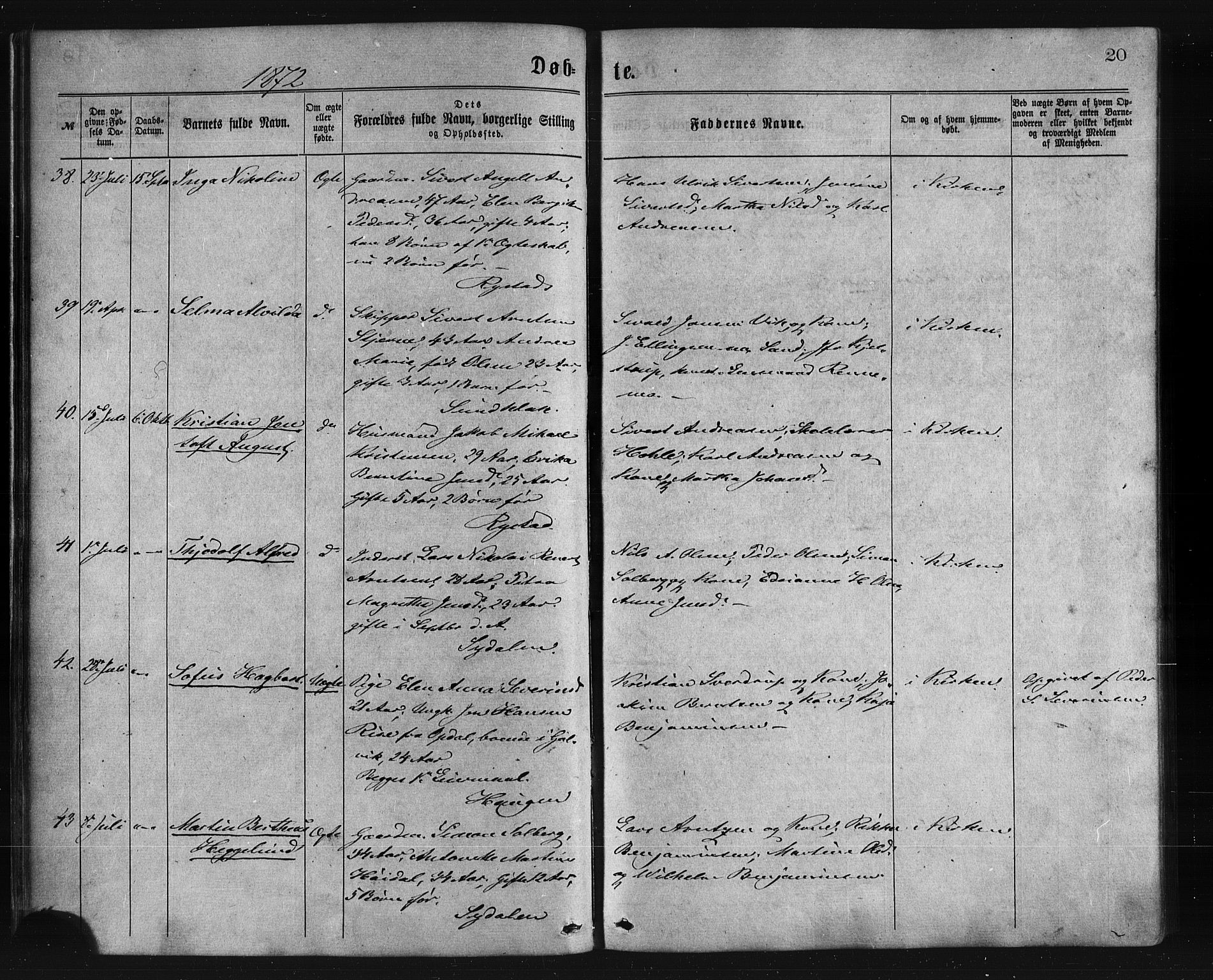 Ministerialprotokoller, klokkerbøker og fødselsregistre - Nordland, AV/SAT-A-1459/876/L1096: Parish register (official) no. 876A02, 1870-1886, p. 20