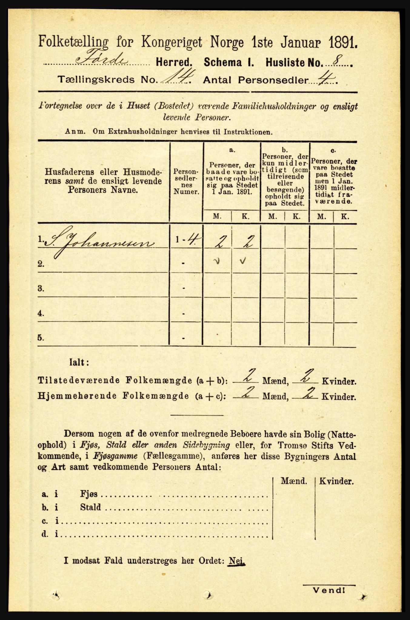 RA, 1891 census for 1432 Førde, 1891, p. 5067