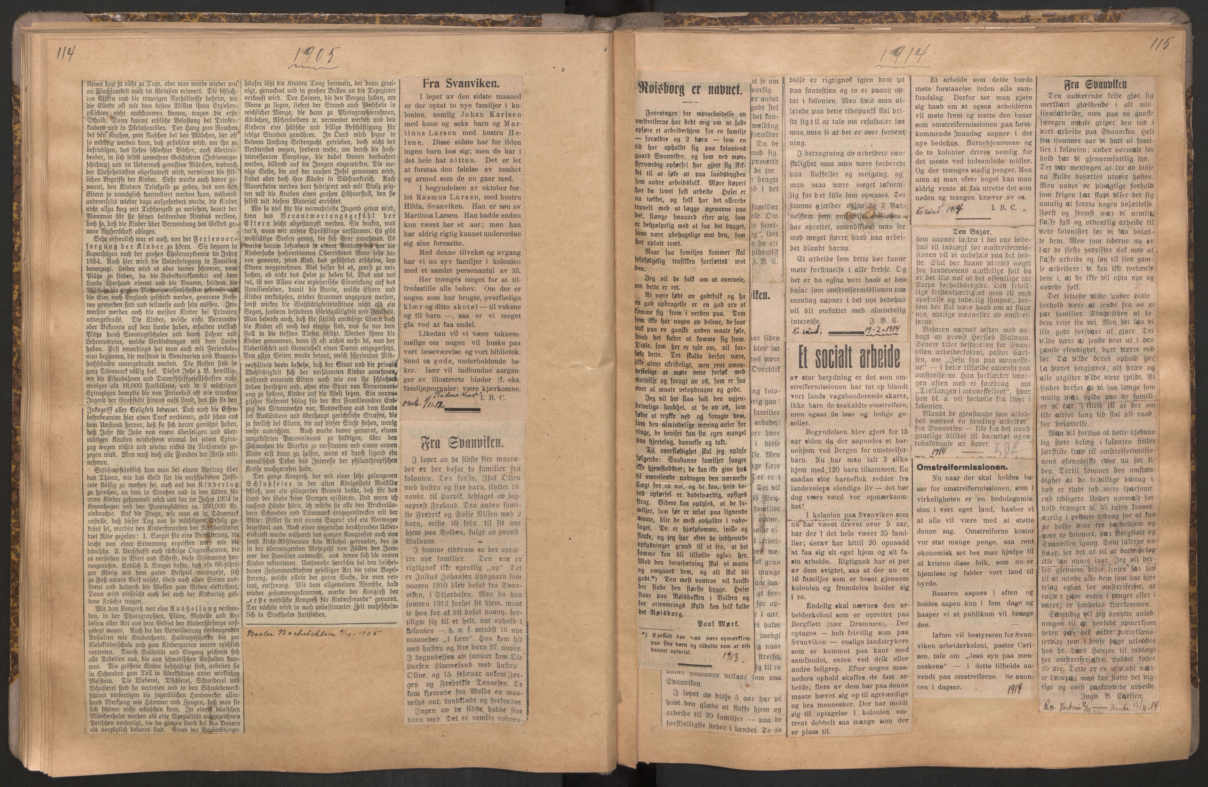 Norsk Misjon Blant Hjemløse, RA/PA-0793/F/Fv/L0534: Utklipp, 1897-1919, p. 114-115