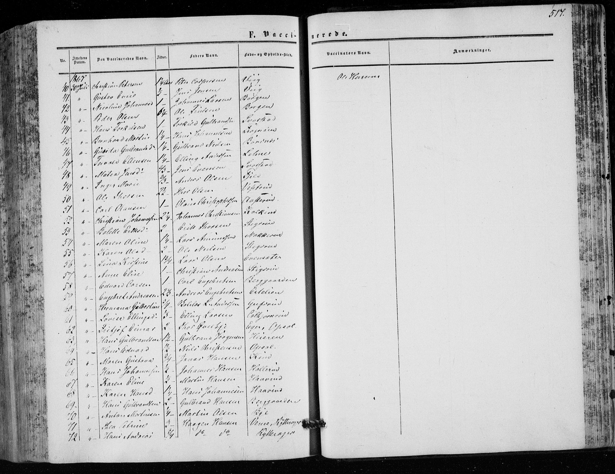 Hole kirkebøker, AV/SAKO-A-228/F/Fa/L0006: Parish register (official) no. I 6, 1852-1872, p. 517