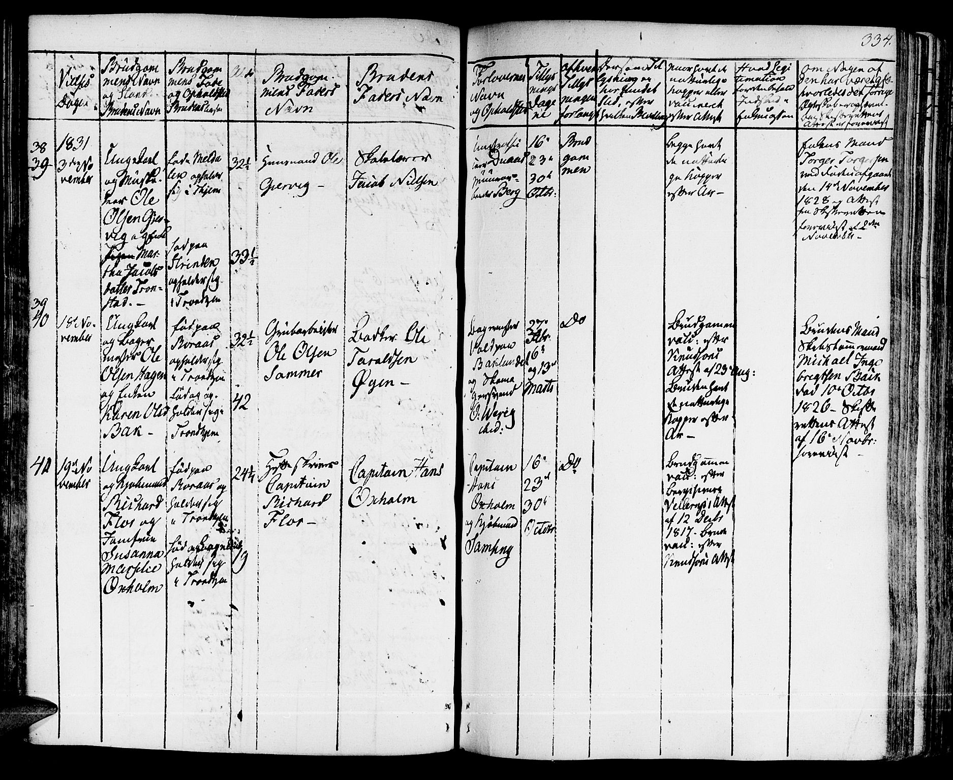 Ministerialprotokoller, klokkerbøker og fødselsregistre - Sør-Trøndelag, SAT/A-1456/601/L0045: Parish register (official) no. 601A13, 1821-1831, p. 334