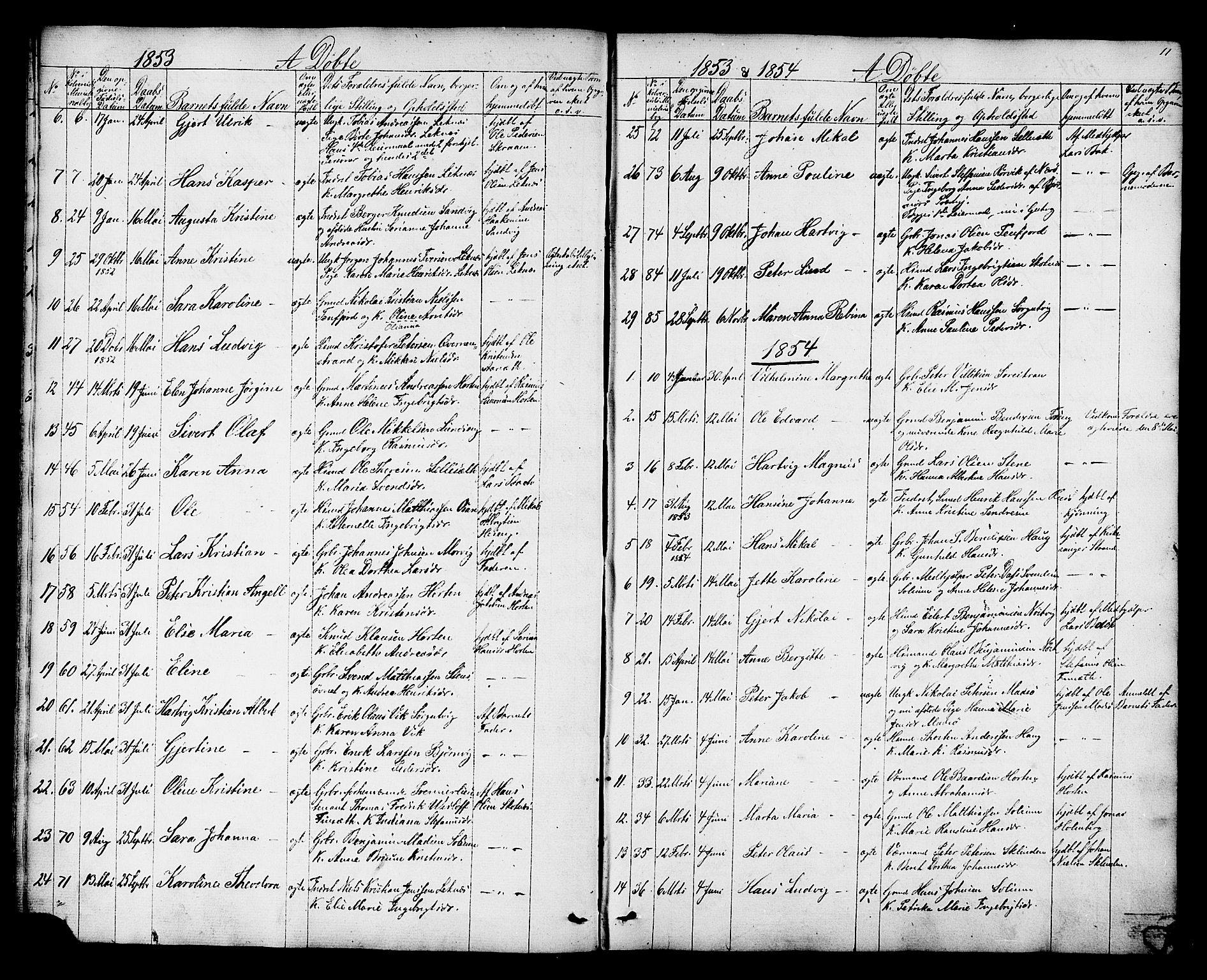 Ministerialprotokoller, klokkerbøker og fødselsregistre - Nord-Trøndelag, SAT/A-1458/788/L0695: Parish register (official) no. 788A02, 1843-1862, p. 11