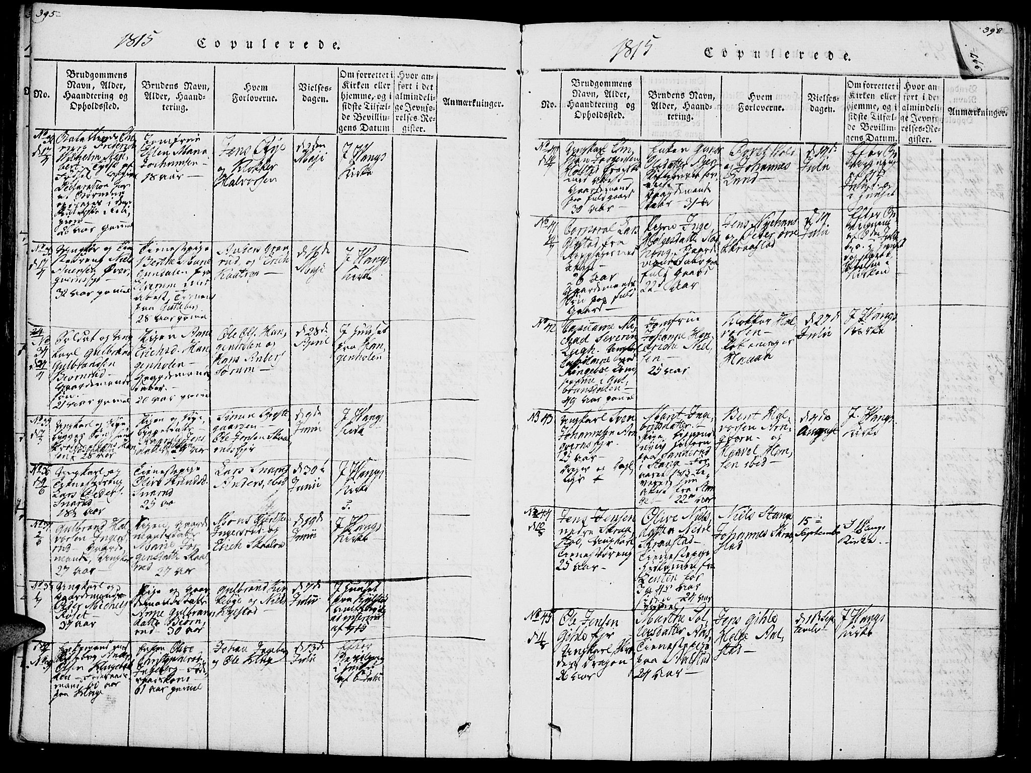 Vang prestekontor, Hedmark, SAH/PREST-008/H/Ha/Haa/L0007: Parish register (official) no. 7, 1813-1826, p. 395-396