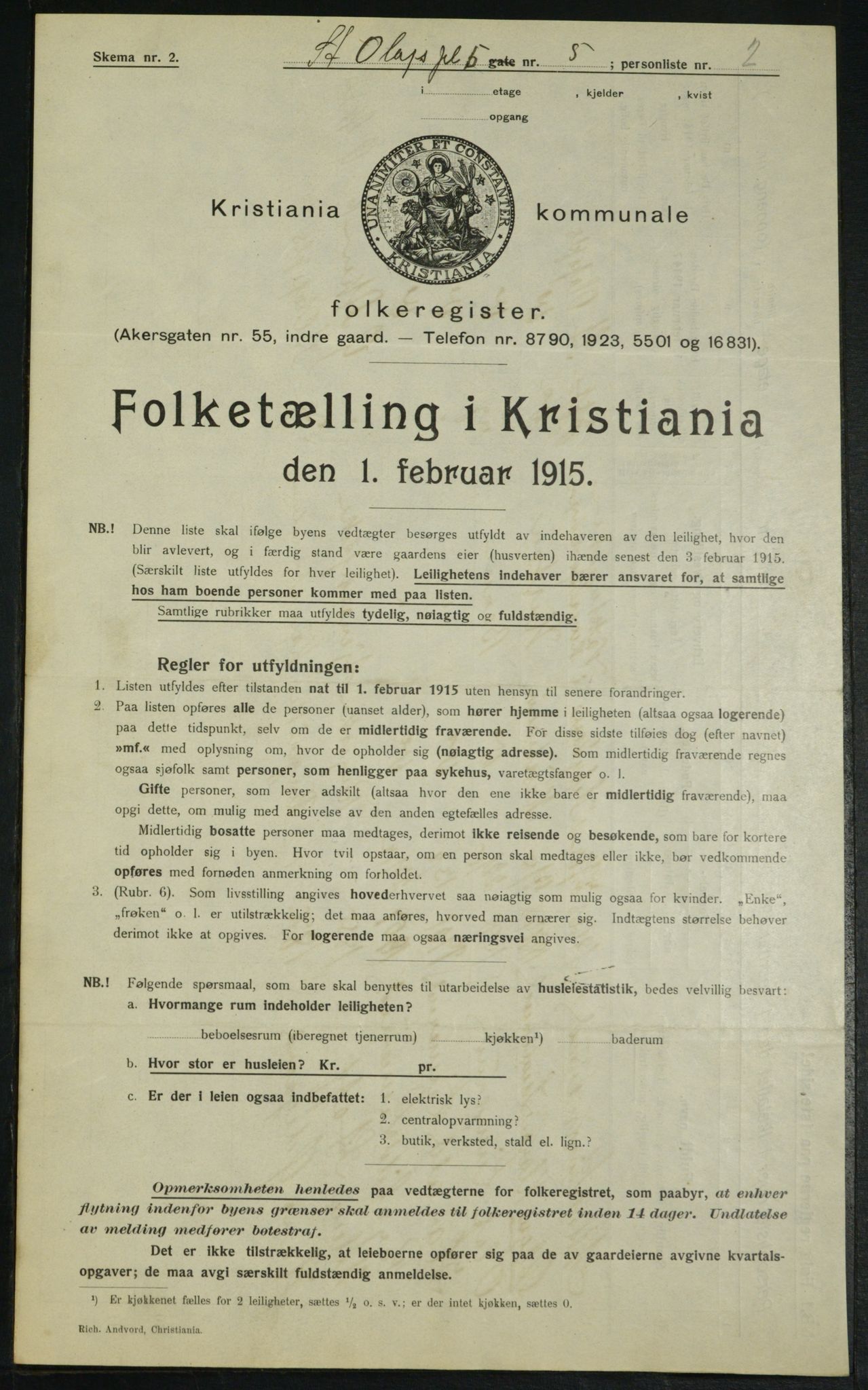 OBA, Municipal Census 1915 for Kristiania, 1915, p. 88096