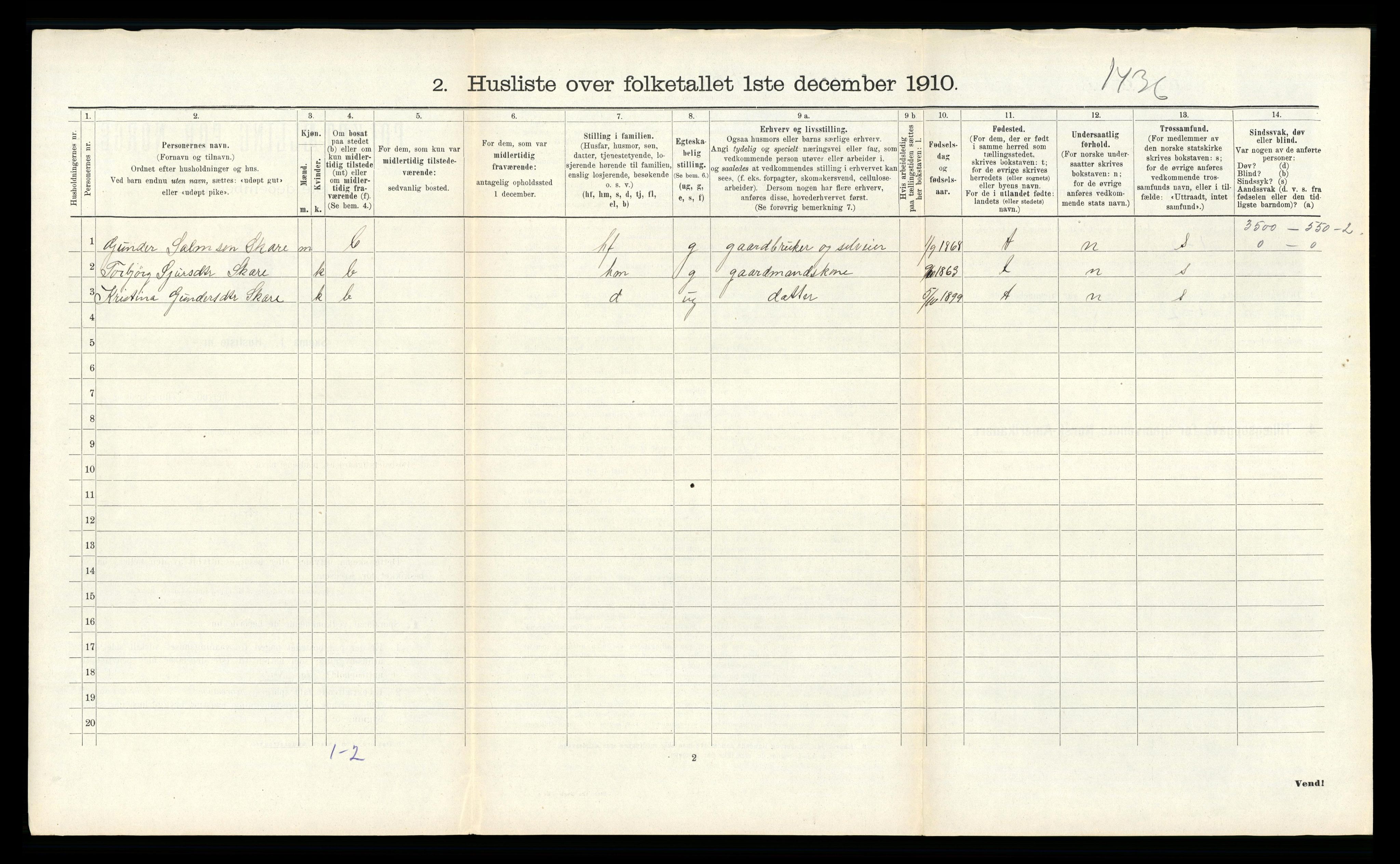 RA, 1910 census for Ullensvang, 1910, p. 286