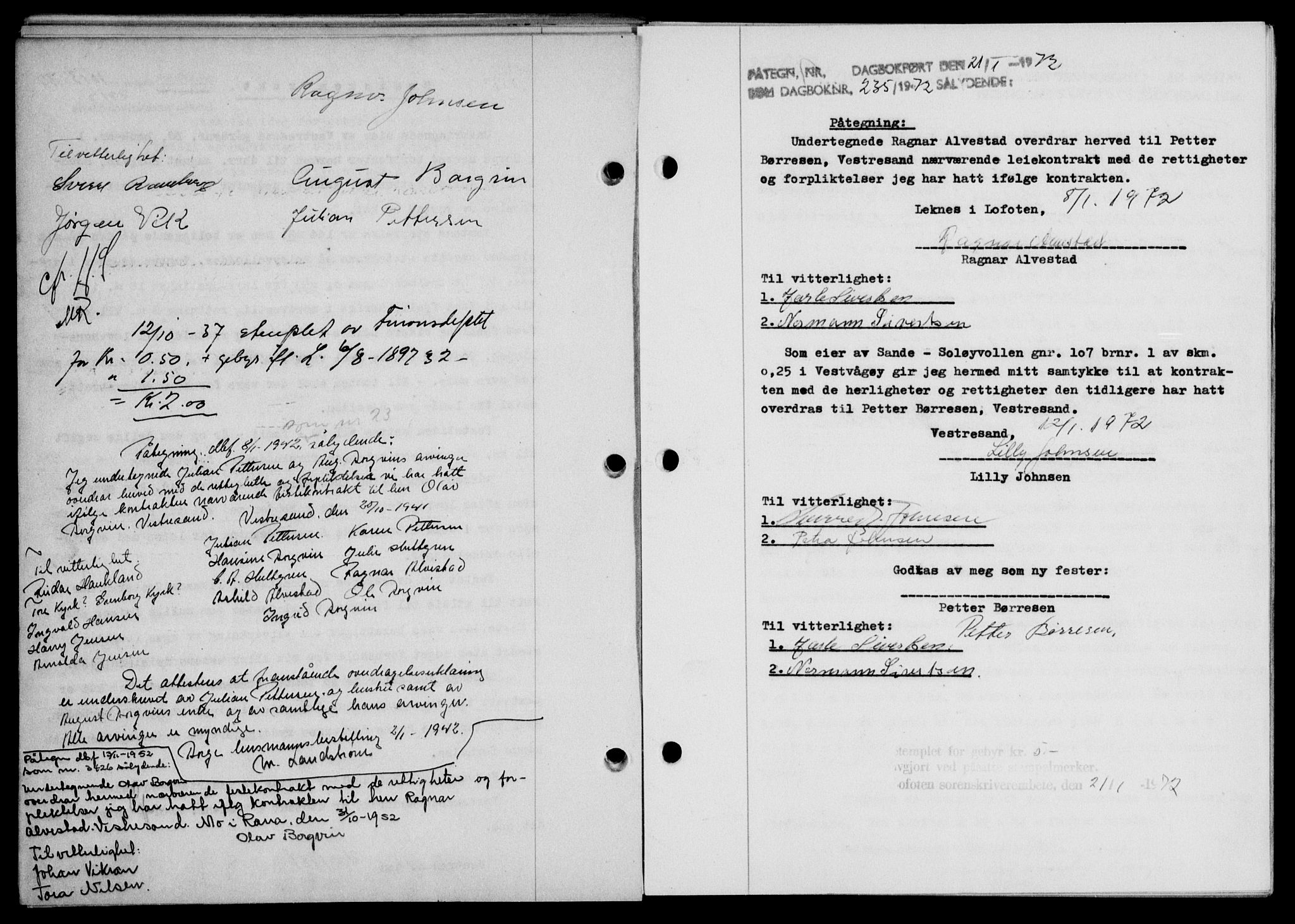 Lofoten sorenskriveri, SAT/A-0017/1/2/2C/L0002a: Mortgage book no. 2a, 1937-1937, Diary no: : 235/1972