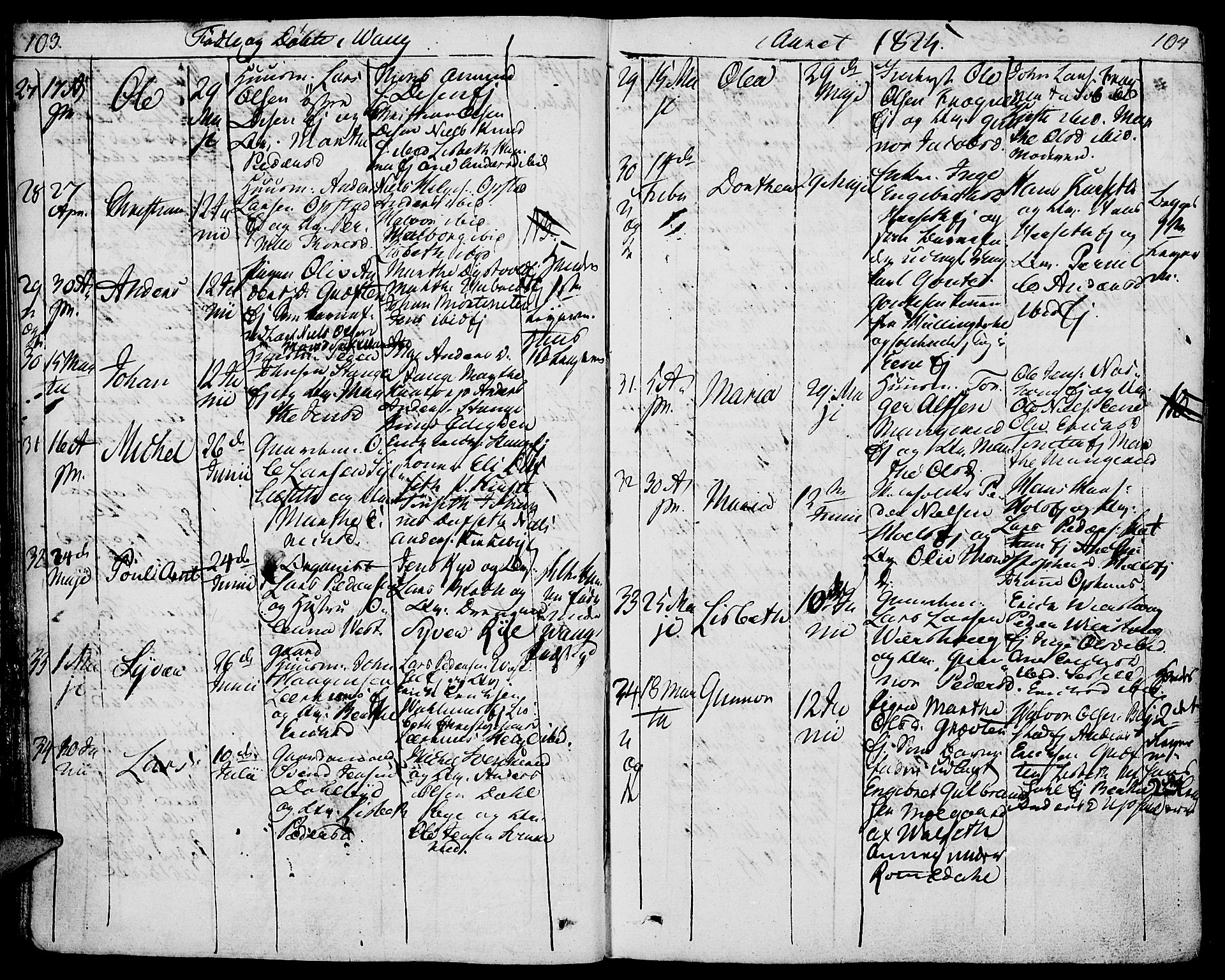 Vang prestekontor, Hedmark, SAH/PREST-008/H/Ha/Haa/L0006: Parish register (official) no. 6 /1, 1809-1827, p. 103-104
