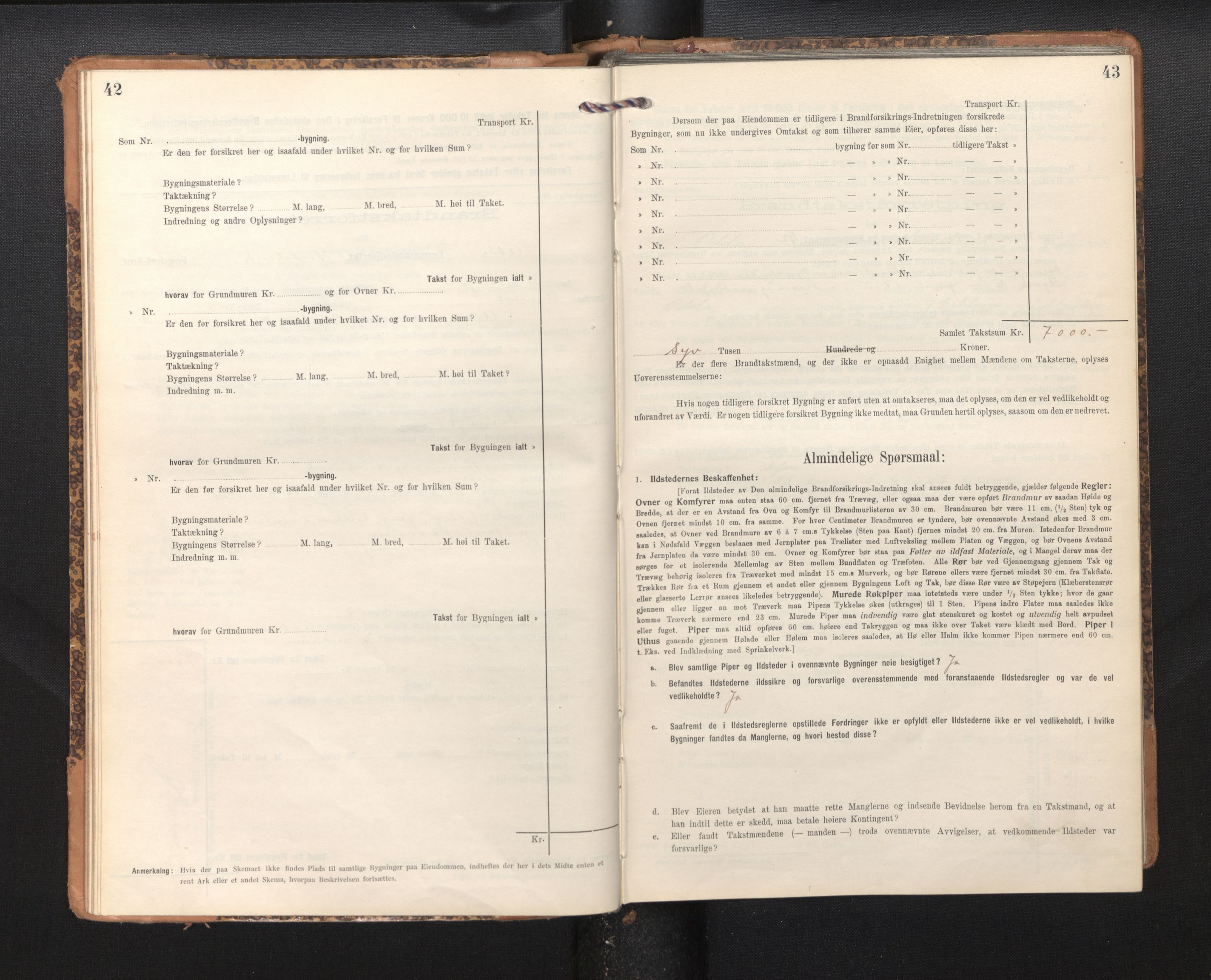 Lensmannen i Odda, AV/SAB-A-34001/0012/L0003: Branntakstprotokoll, skjematakst, 1916-1948, p. 42-43