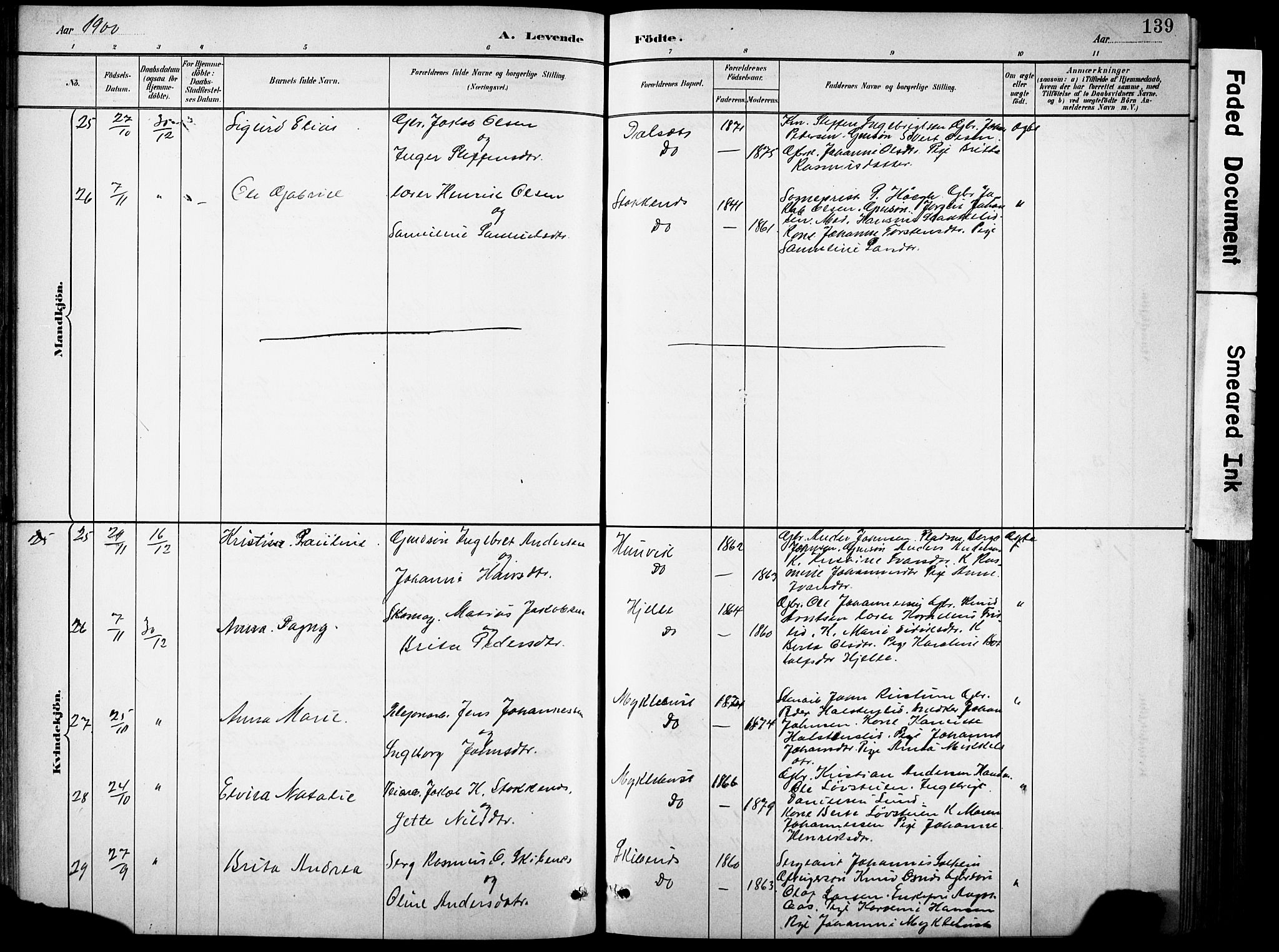 Eid sokneprestembete, AV/SAB-A-82301/H/Hab/Habb/L0002: Parish register (copy) no. B 2, 1882-1907, p. 139