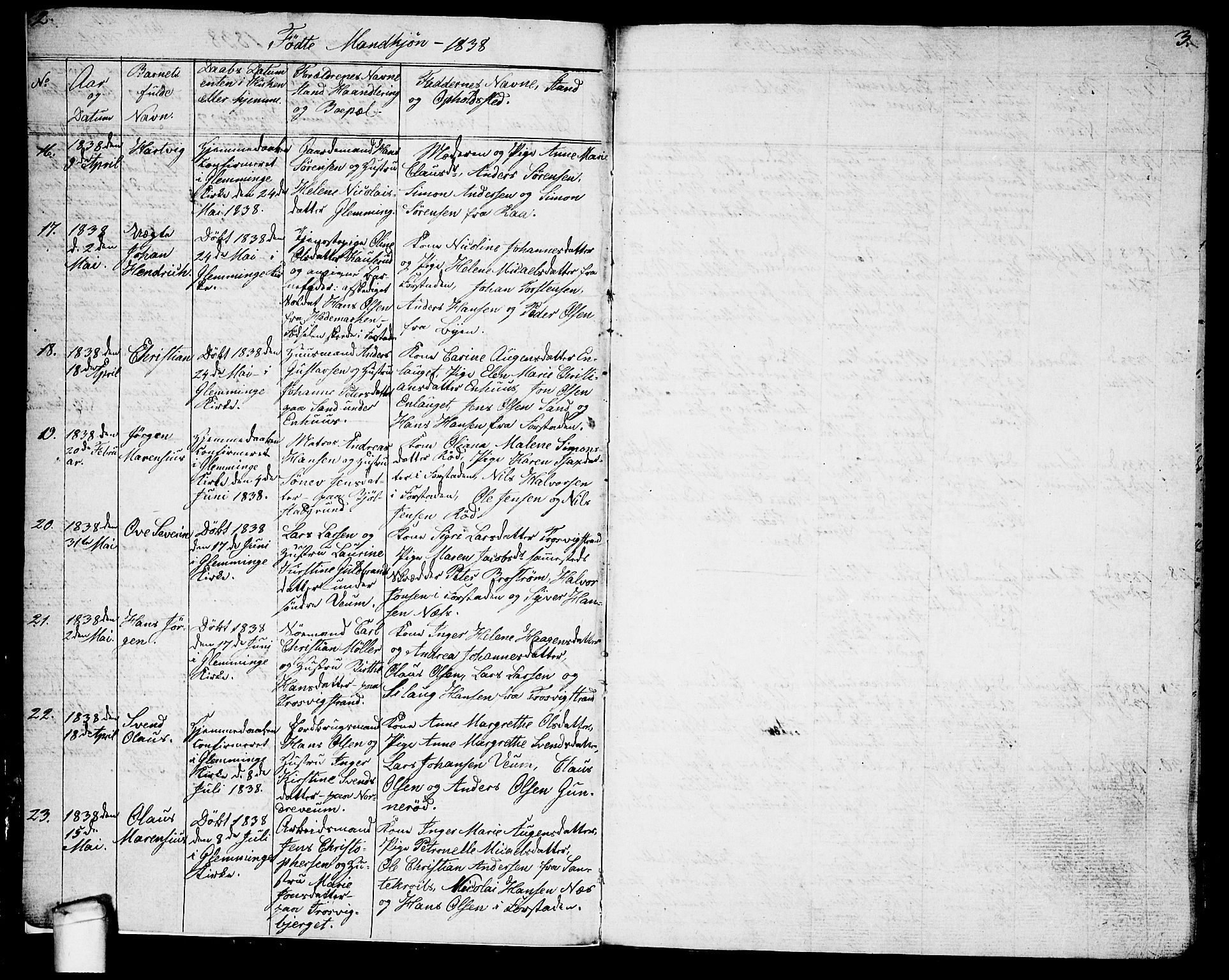 Glemmen prestekontor Kirkebøker, AV/SAO-A-10908/G/Ga/L0002: Parish register (copy) no. 2, 1838-1851, p. 2-3