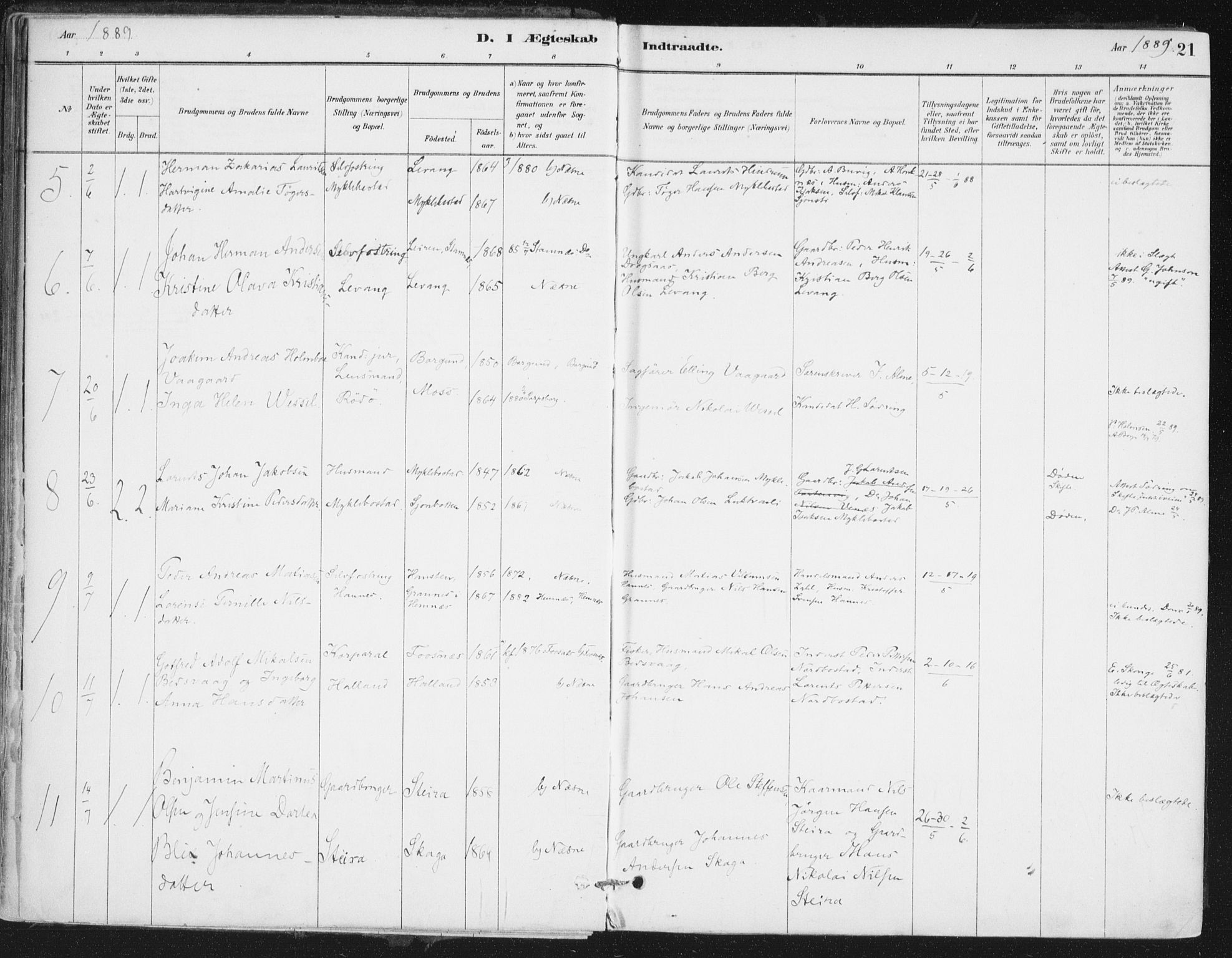 Ministerialprotokoller, klokkerbøker og fødselsregistre - Nordland, AV/SAT-A-1459/838/L0553: Parish register (official) no. 838A11, 1880-1910, p. 21