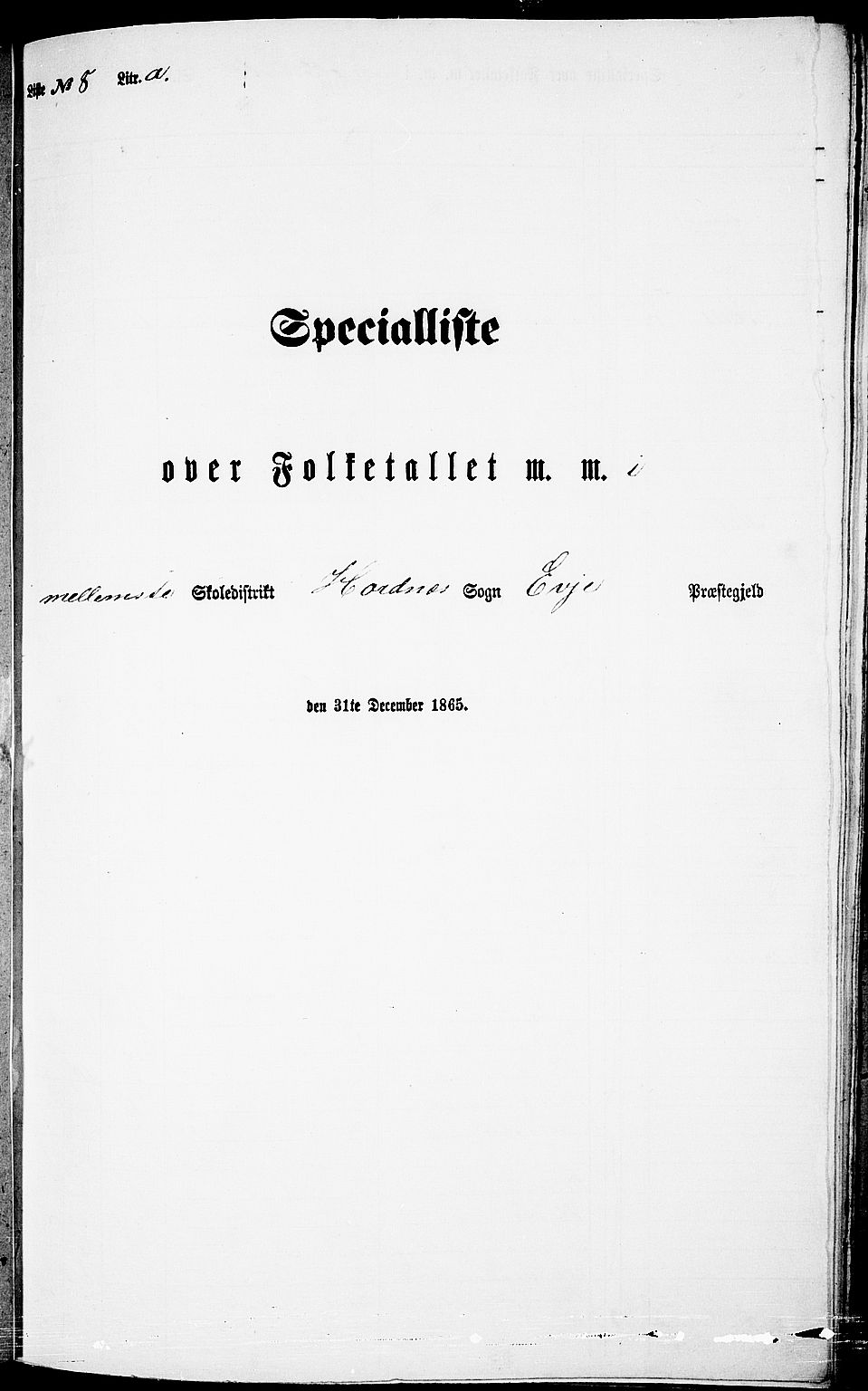 RA, 1865 census for Evje, 1865, p. 83