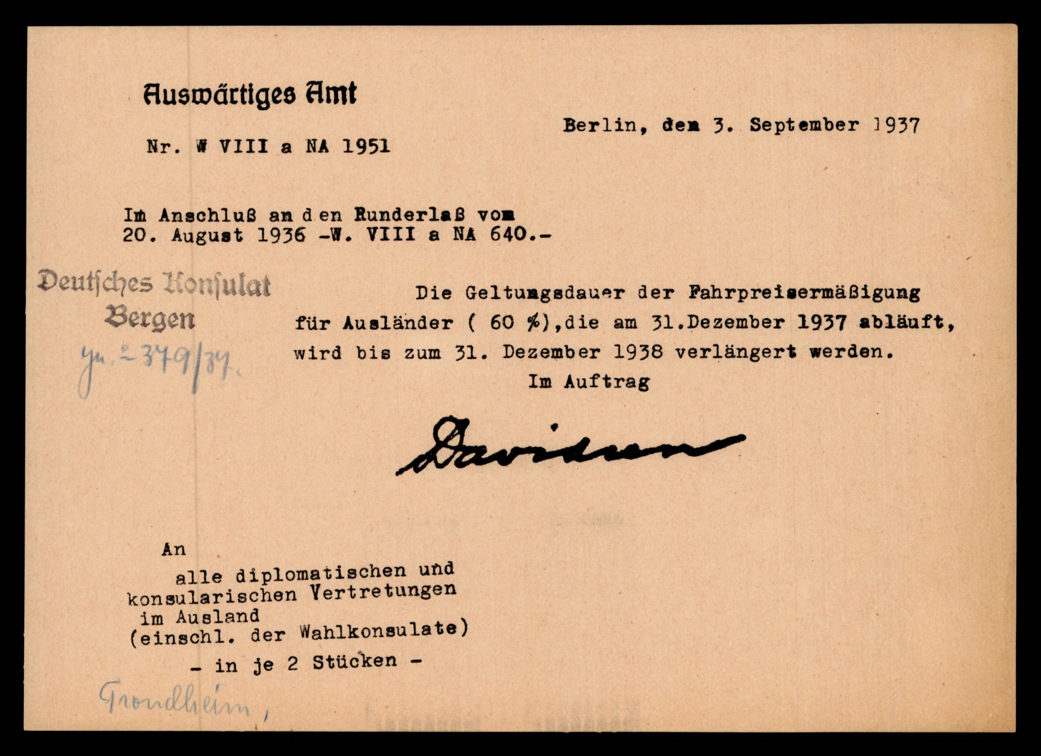 Forsvarets Overkommando. 2 kontor. Arkiv 11.4. Spredte tyske arkivsaker, AV/RA-RAFA-7031/D/Dar/Darc/L0021: FO.II. Tyske konsulater, 1929-1940, p. 615