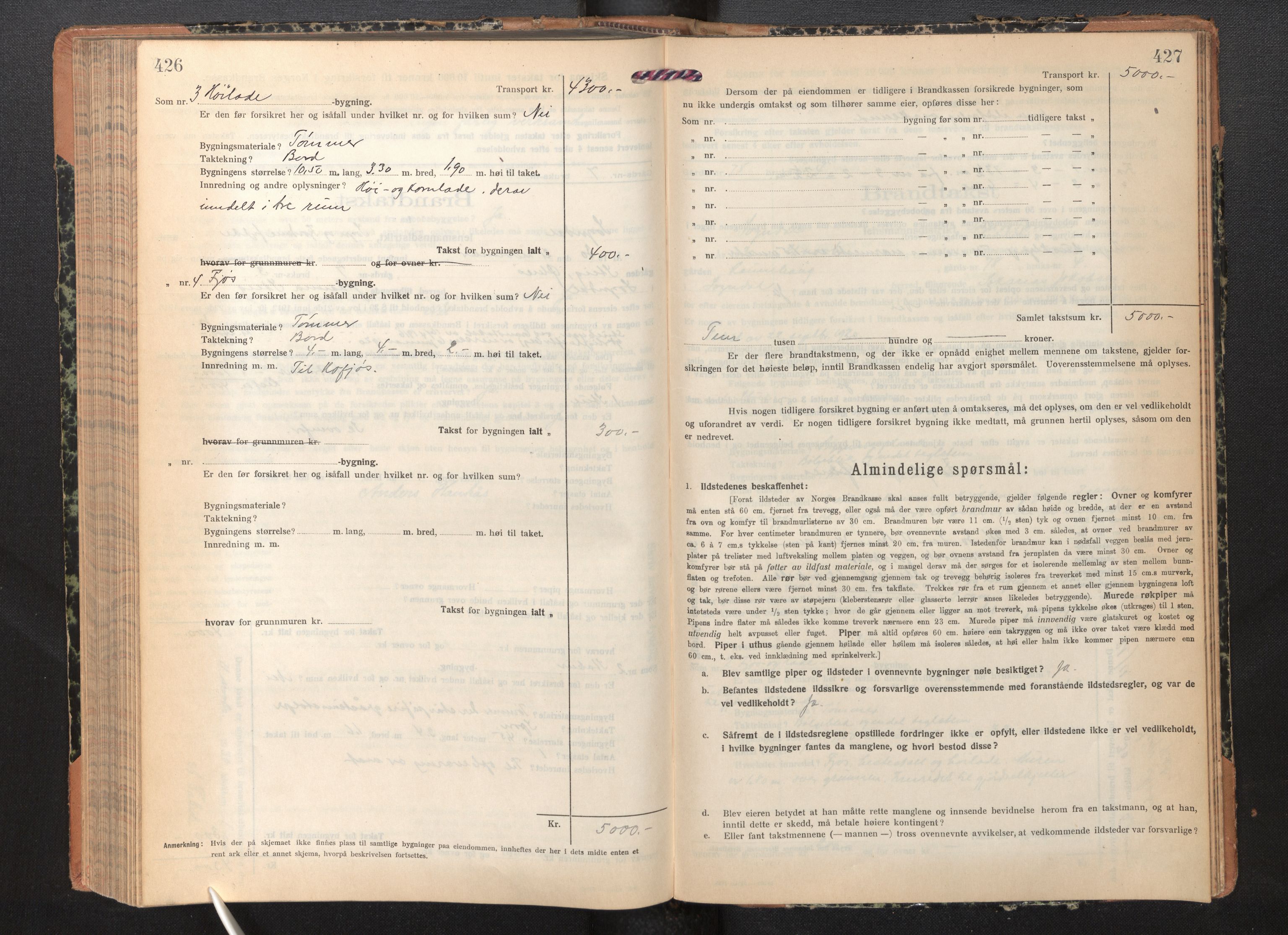 Lensmannen i Sogndal, AV/SAB-A-29901/0012/L0012: Branntakstprotokoll, skjematakst, 1922-1931, p. 426-427