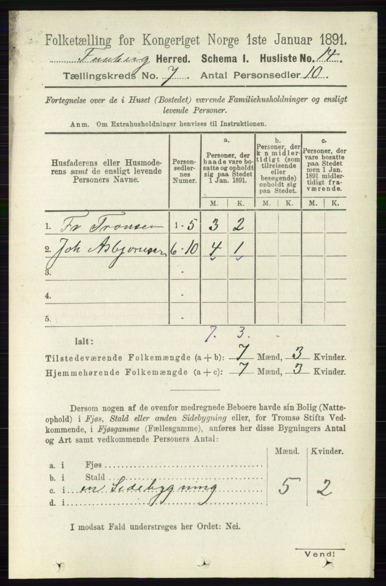 RA, 1891 census for 0524 Fåberg, 1891, p. 2696