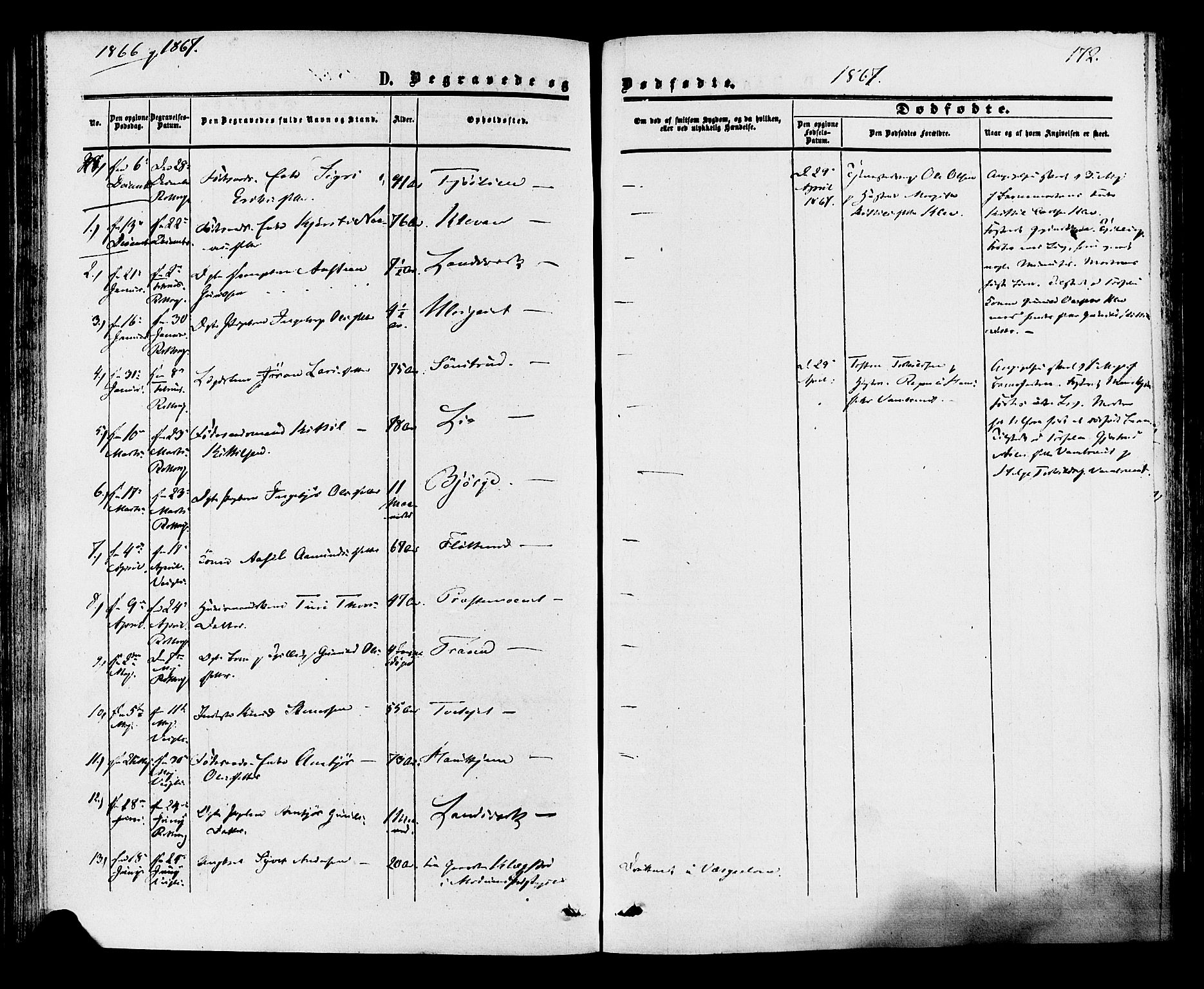 Rollag kirkebøker, SAKO/A-240/F/Fa/L0009: Parish register (official) no. I 9, 1860-1874, p. 172